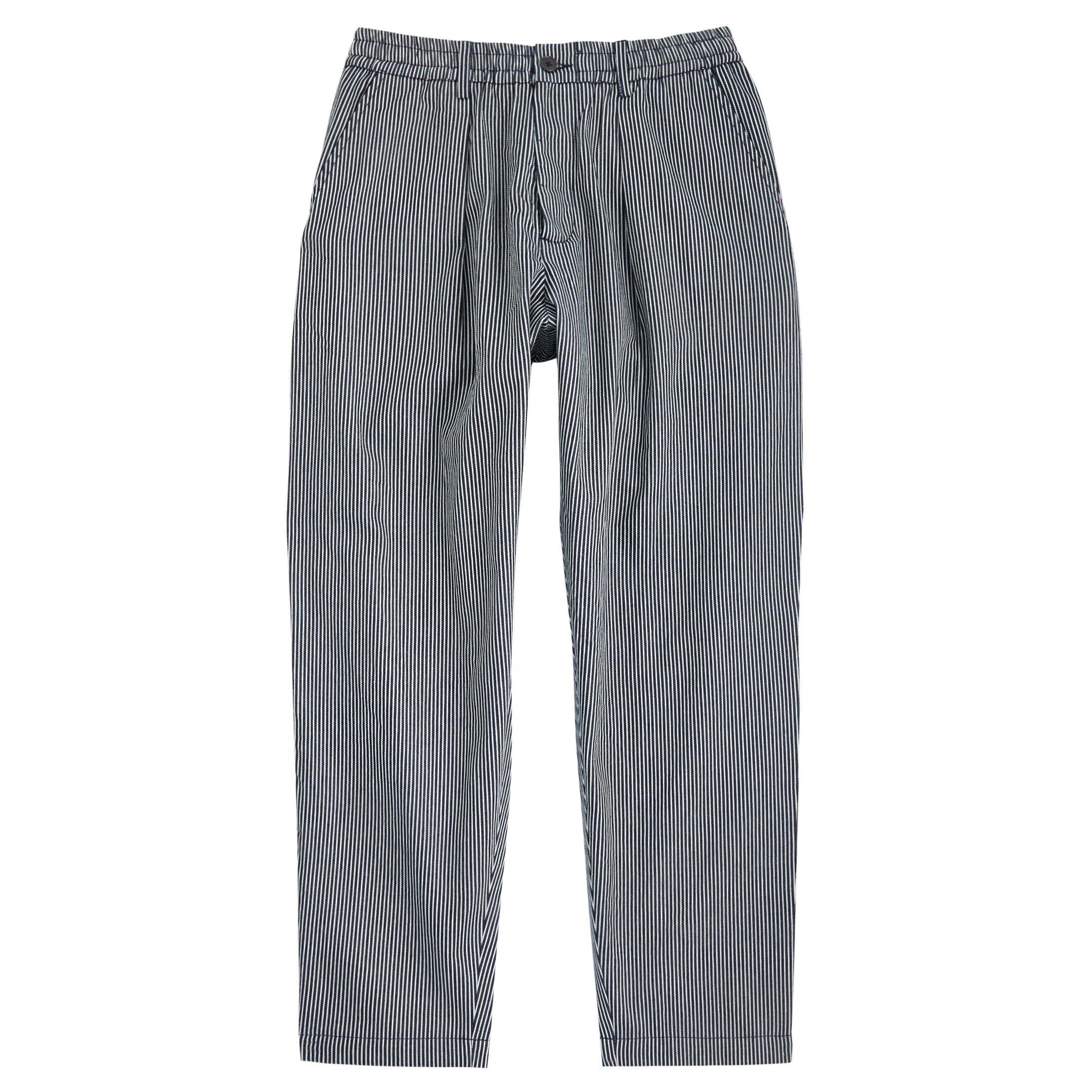 GREY - Universal Works - Men's Hickory Pleated Cotton Trousers
