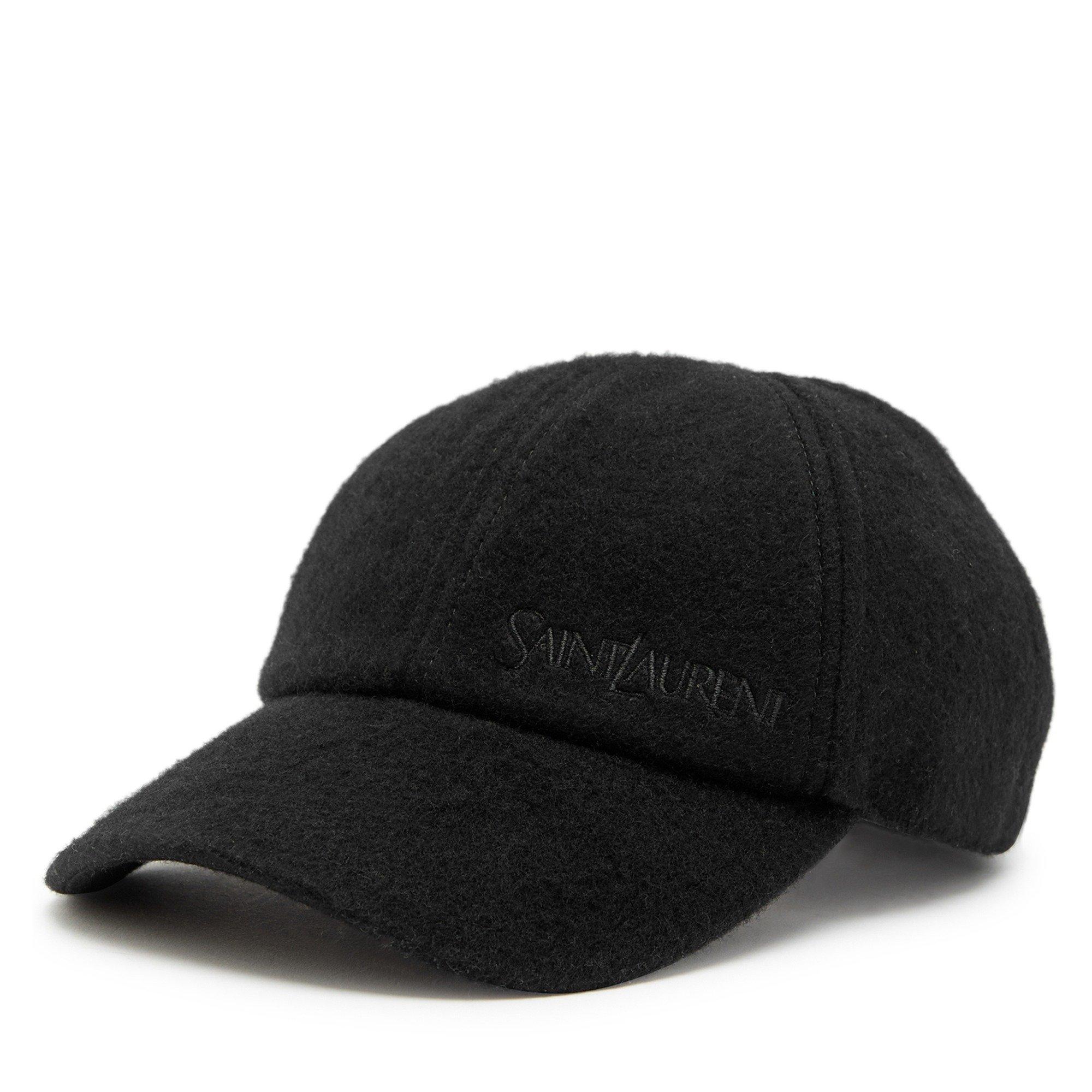 BLACK - Saint Laurent - Men's Cashmere Embroidered Baseball Cap - 2