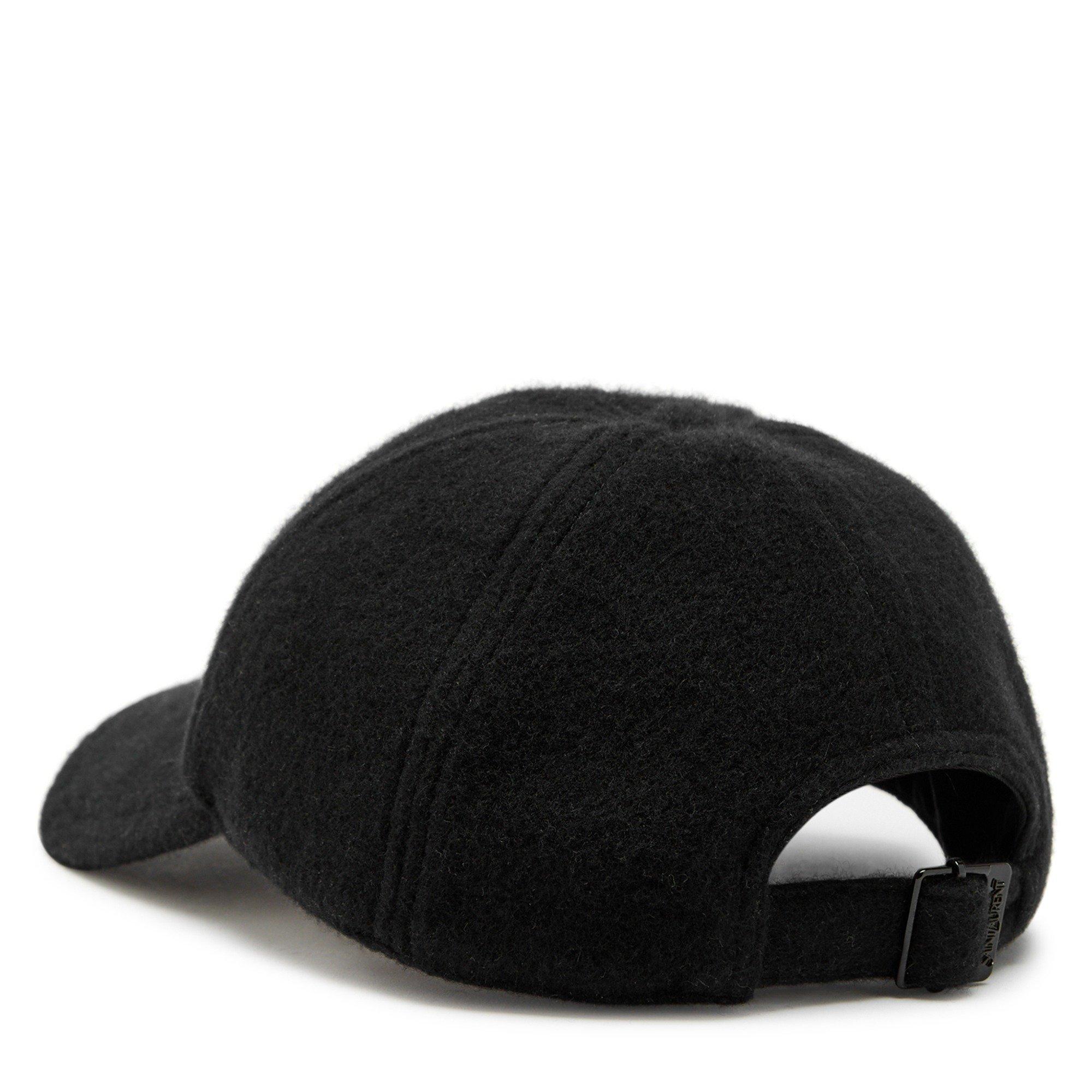 BLACK - Saint Laurent - Men's Cashmere Embroidered Baseball Cap - 3