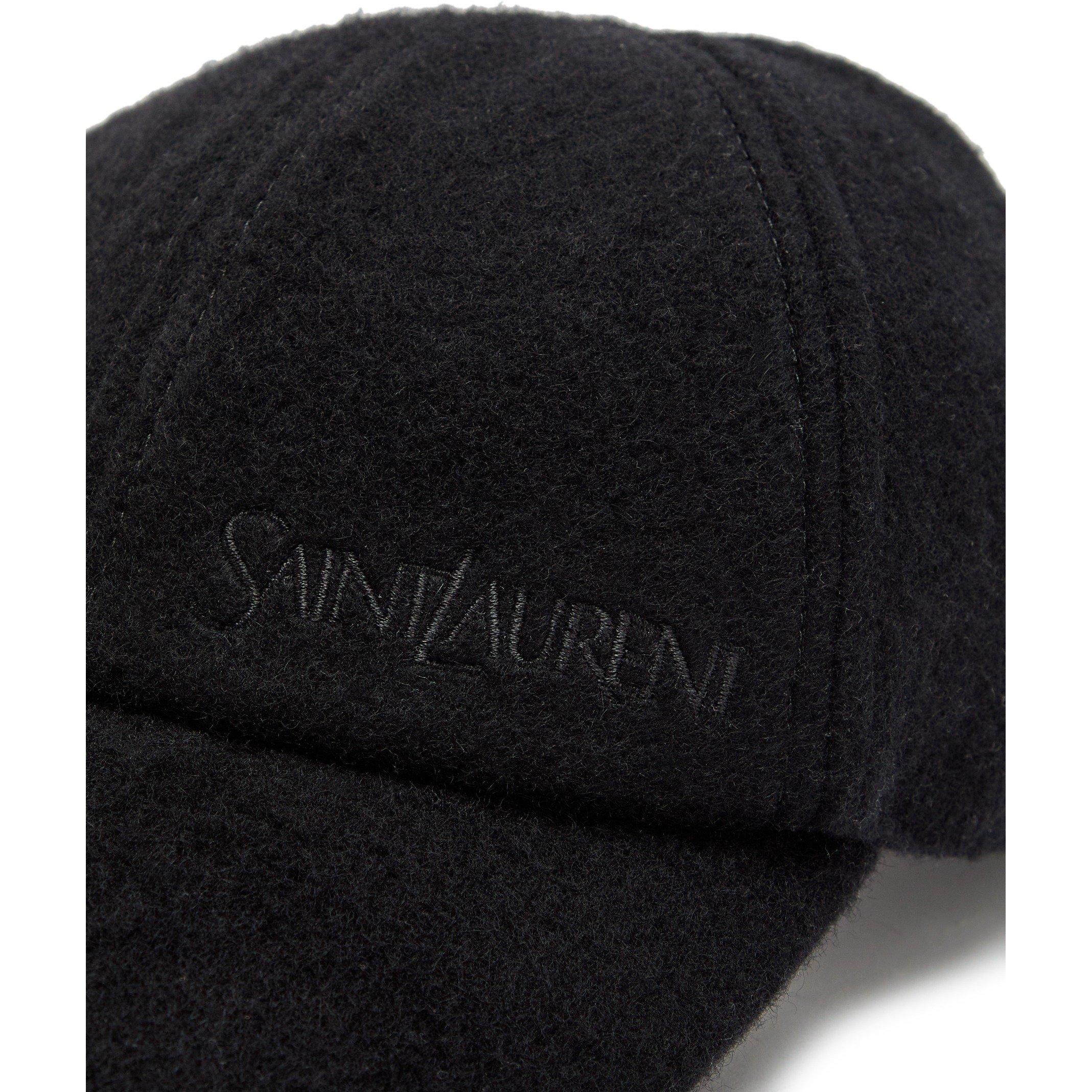 BLACK - Saint Laurent - Men's Cashmere Embroidered Baseball Cap - 4