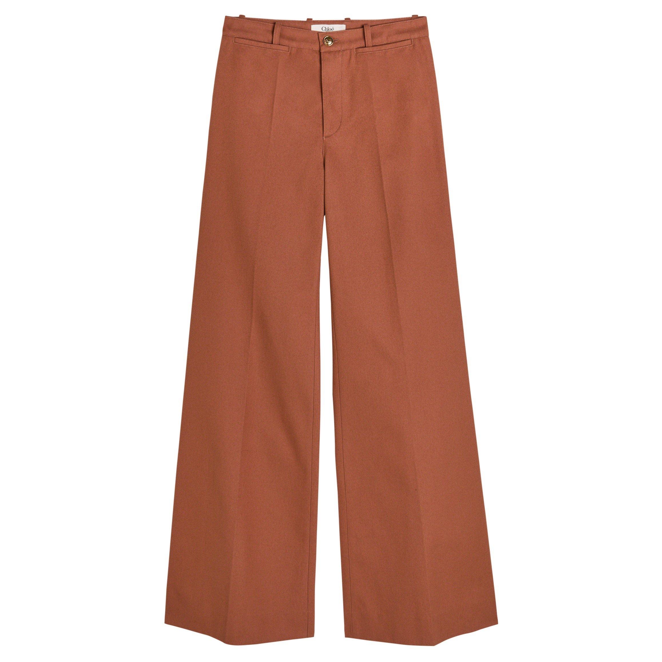 LIGHT BROWN - Chloe - FLARED COTTON CANVAS TROUSER - 1