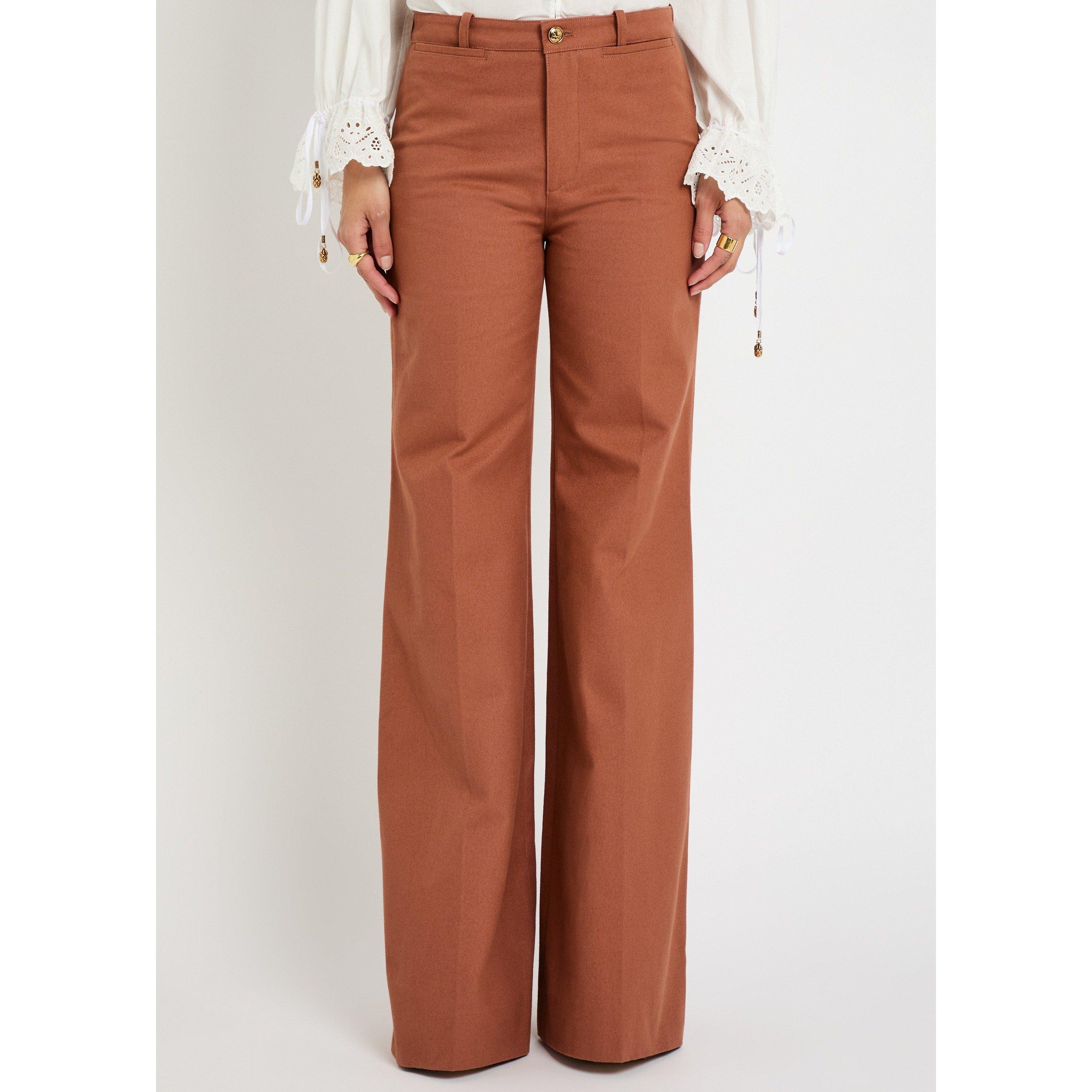 LIGHT BROWN - Chloe - FLARED COTTON CANVAS TROUSER - 2