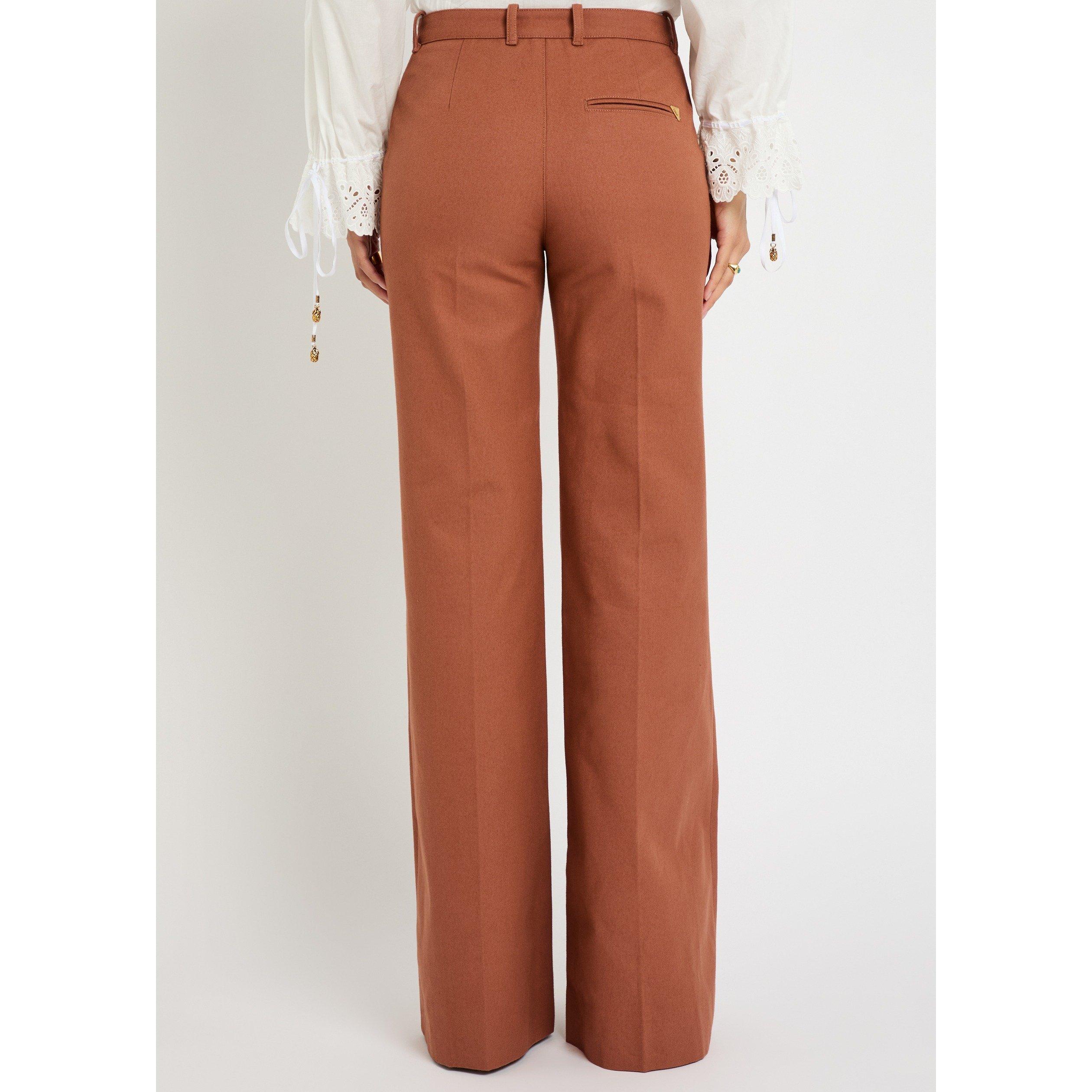 LIGHT BROWN - Chloe - FLARED COTTON CANVAS TROUSER - 3