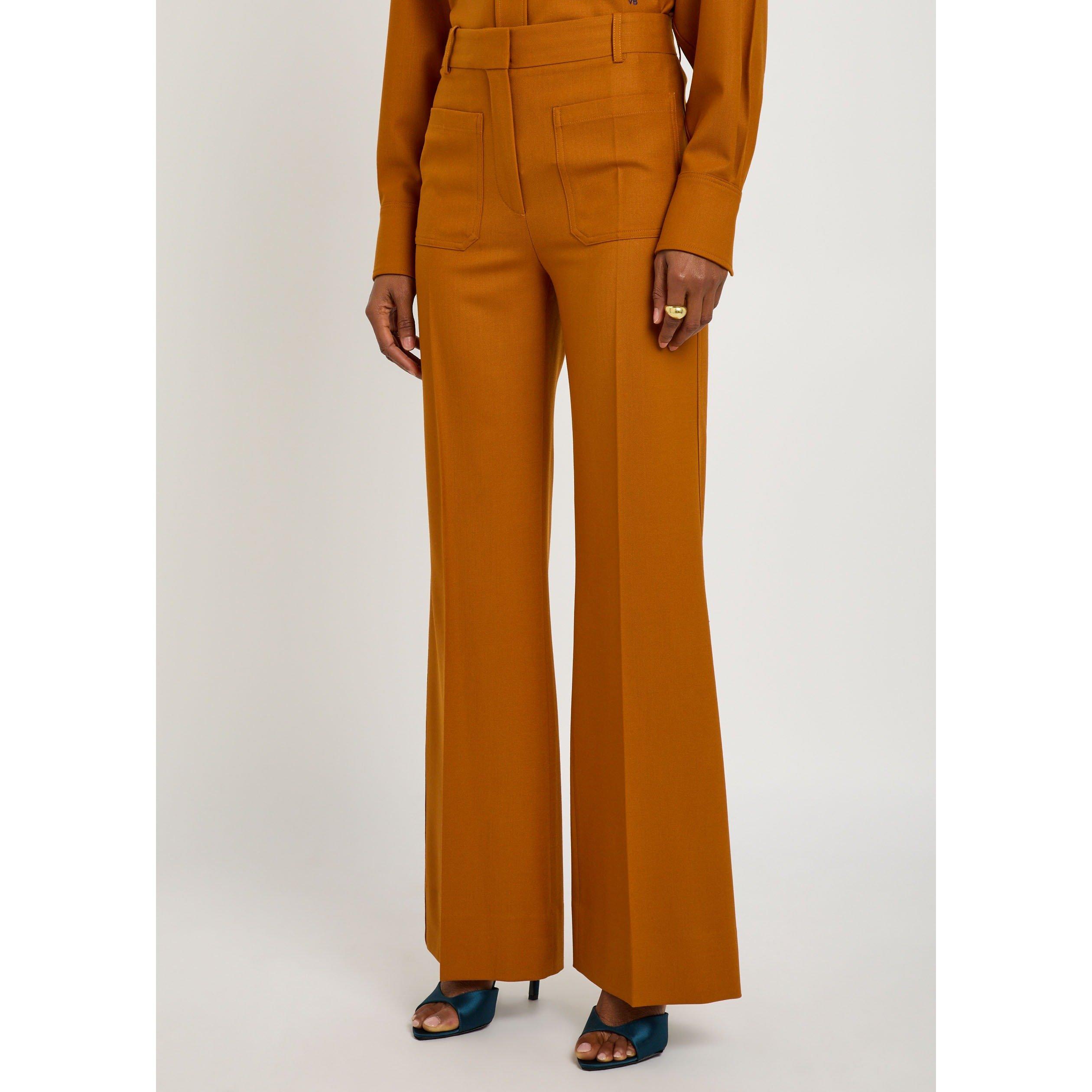 BRONZE - Victoria Beckham - Women's Alina Wool Slim Flared Trousers - 2