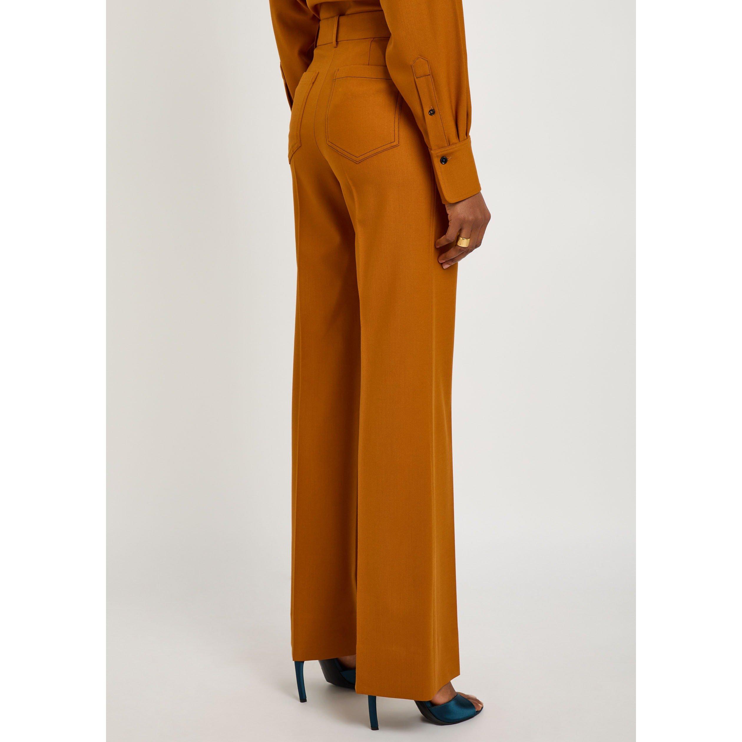 BRONZE - Victoria Beckham - Women's Alina Wool Slim Flared Trousers - 3
