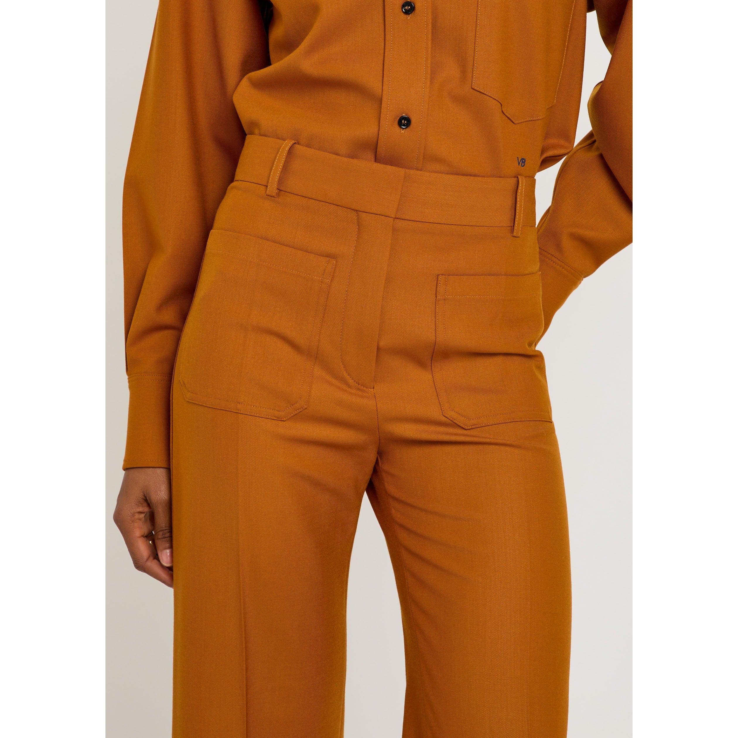 BRONZE - Victoria Beckham - Women's Alina Wool Slim Flared Trousers - 4