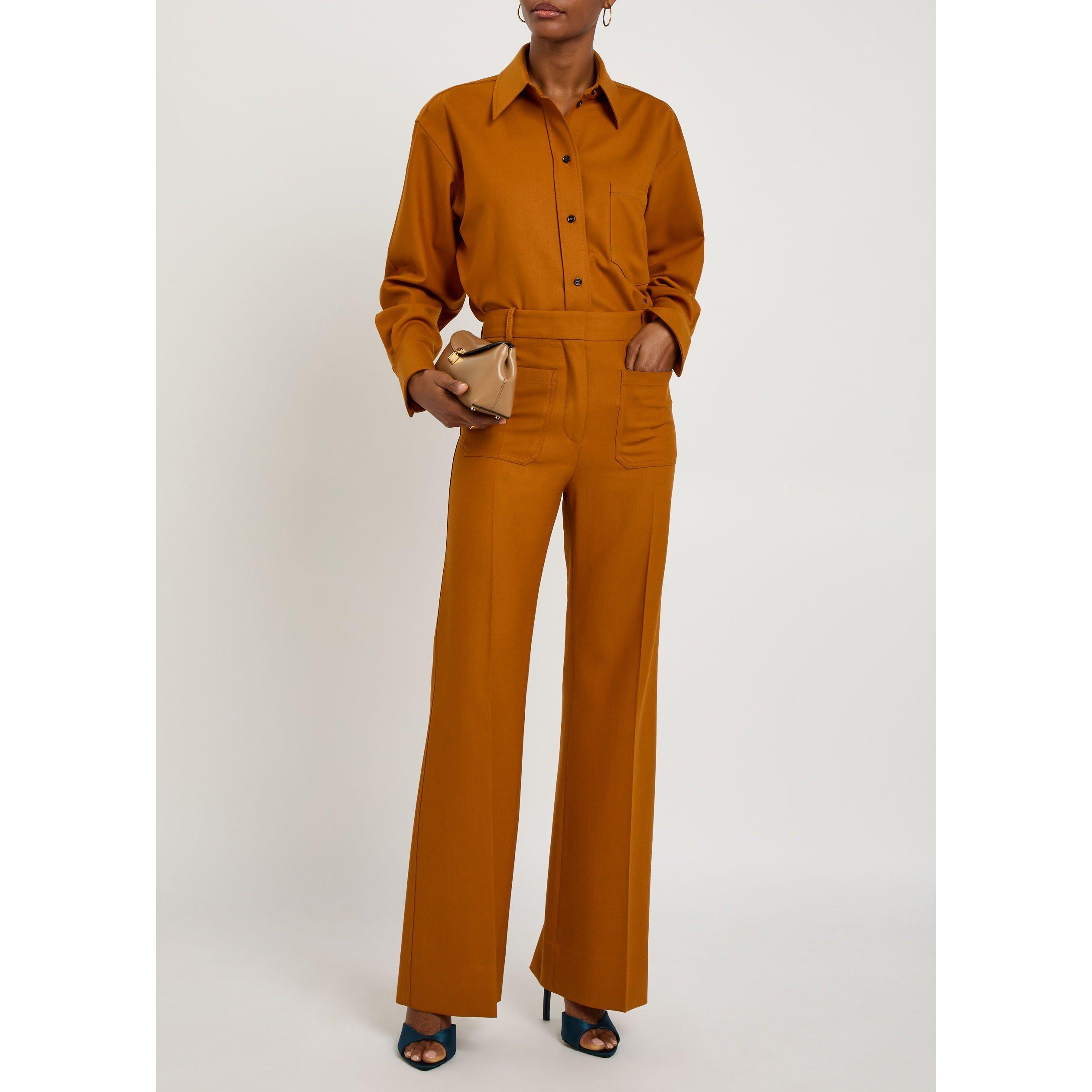 BRONZE - Victoria Beckham - Women's Alina Wool Slim Flared Trousers - 5