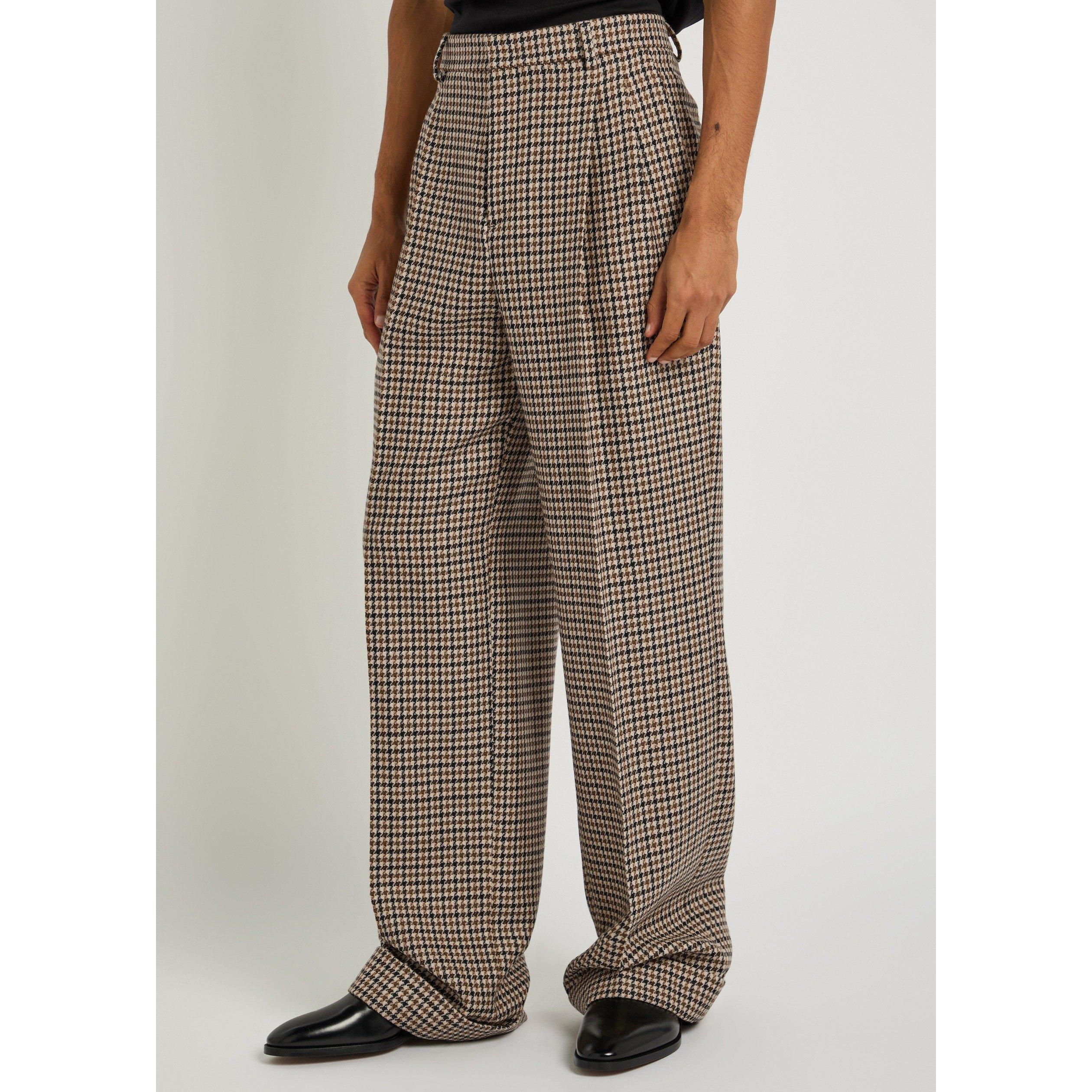 MULTICOLOURED 1 - Valentino - Men's Houndstooth Wool Straight-Leg Pleated Trousers - 2