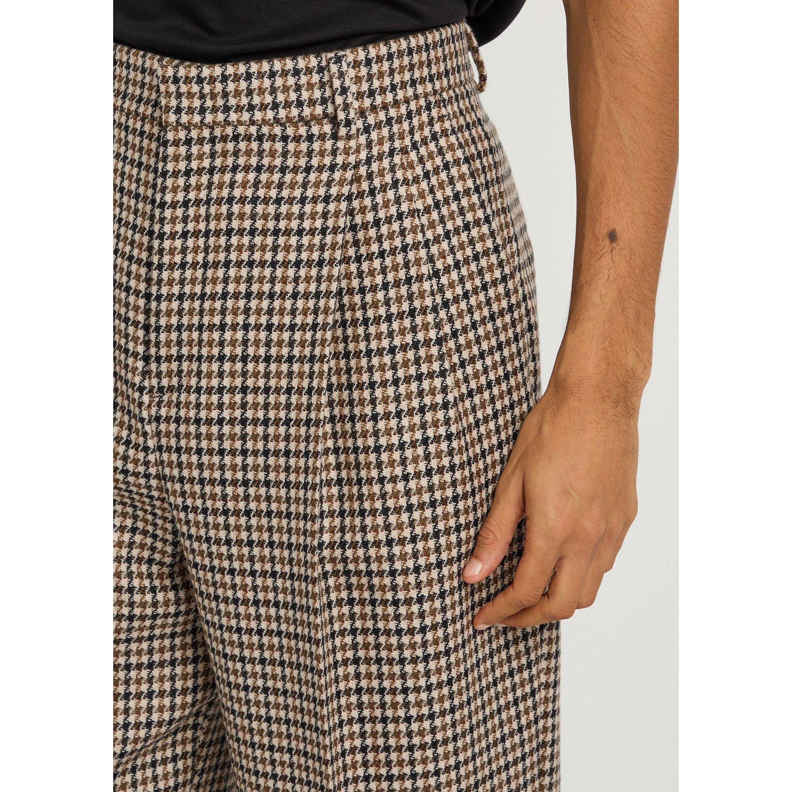 MULTICOLOURED 1 - Valentino - Men's Houndstooth Wool Straight-Leg Pleated Trousers - 4