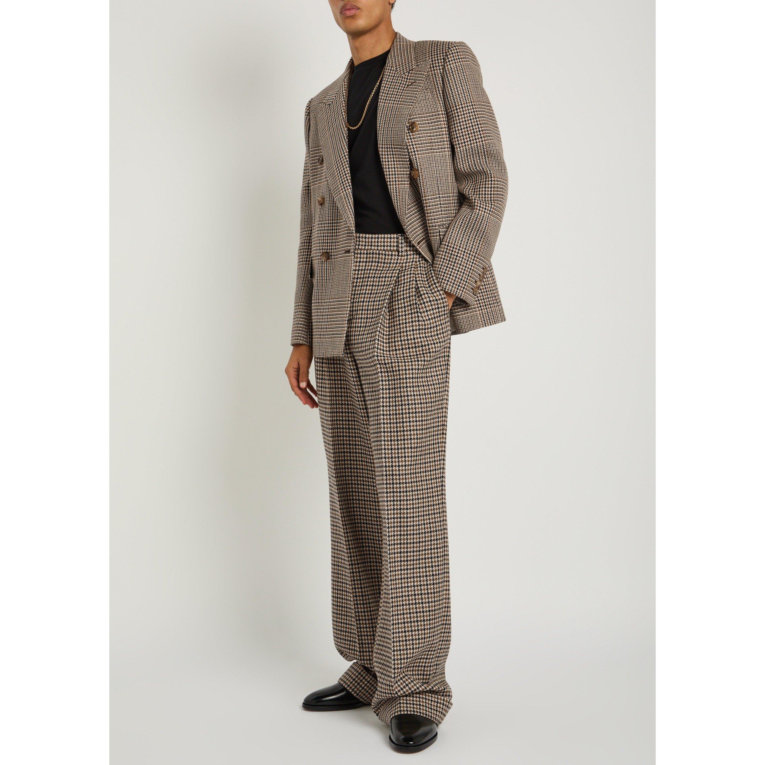 MULTICOLOURED 1 - Valentino - Men's Houndstooth Wool Straight-Leg Pleated Trousers - 5