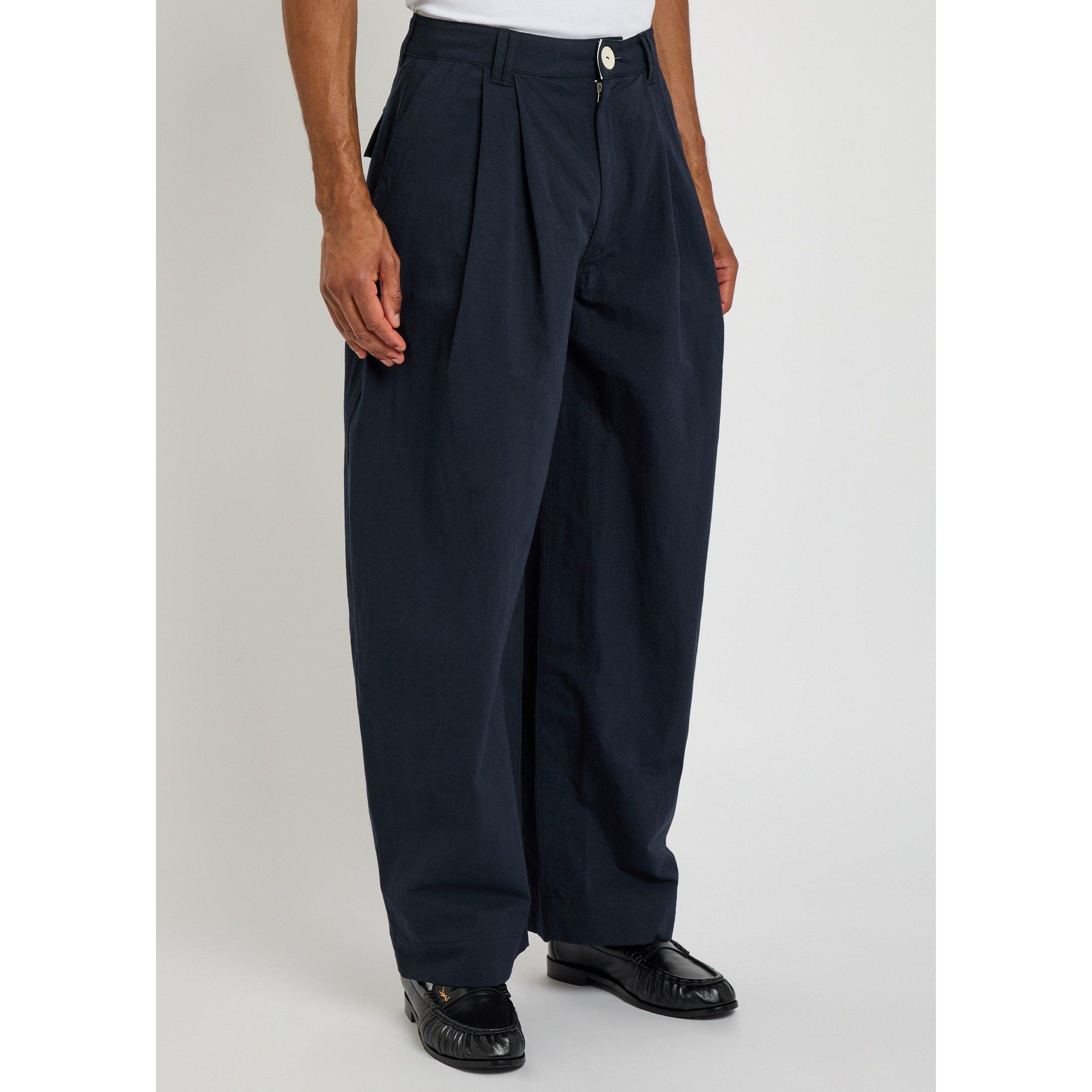 NAVY - SS Daley - Men's Clarence Cotton Pleated Relaxed-Fit Trousers - 2