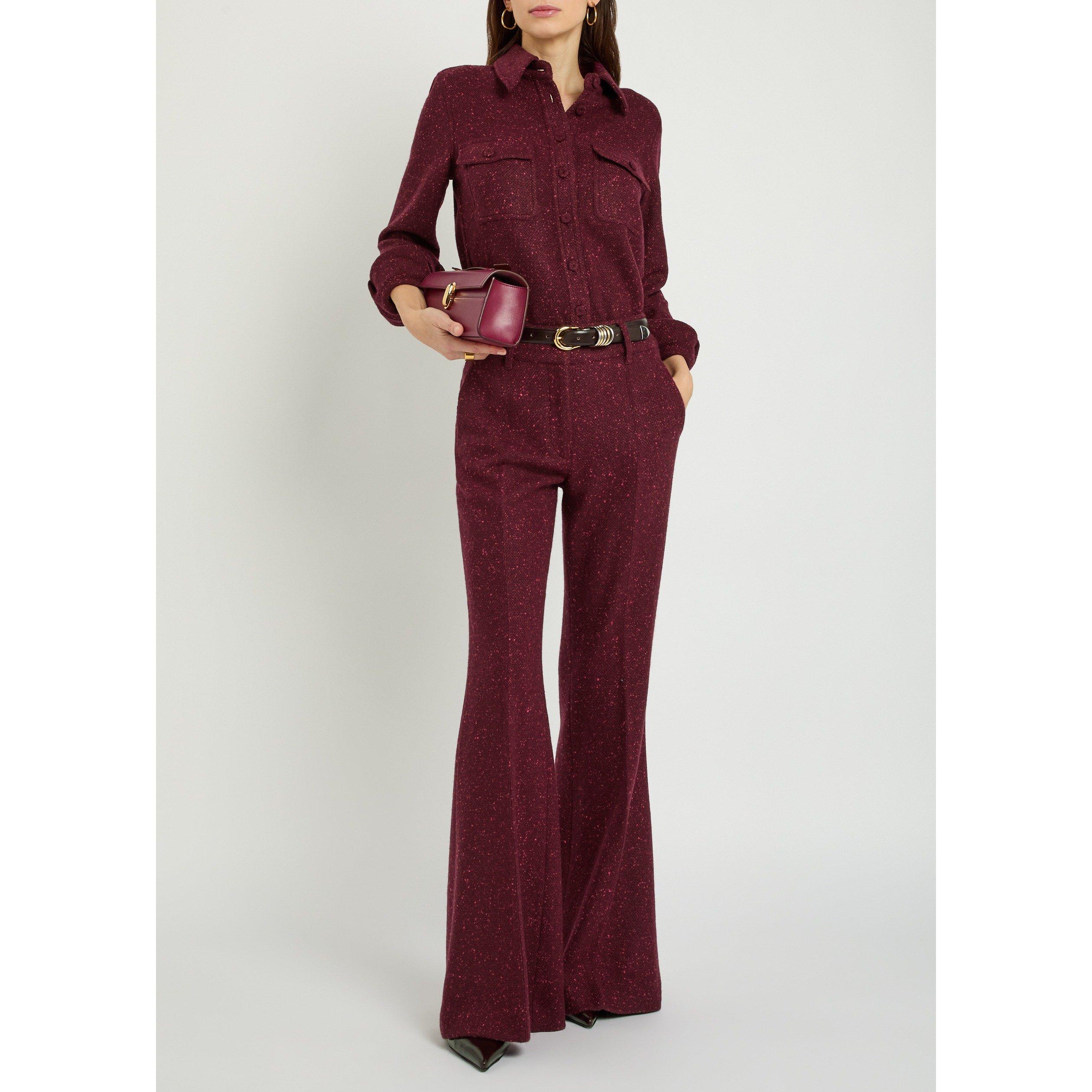 BORDEAUX - Gabriela Hearst - Women's Rhein Wool Cashmere Flared Trousers - 5