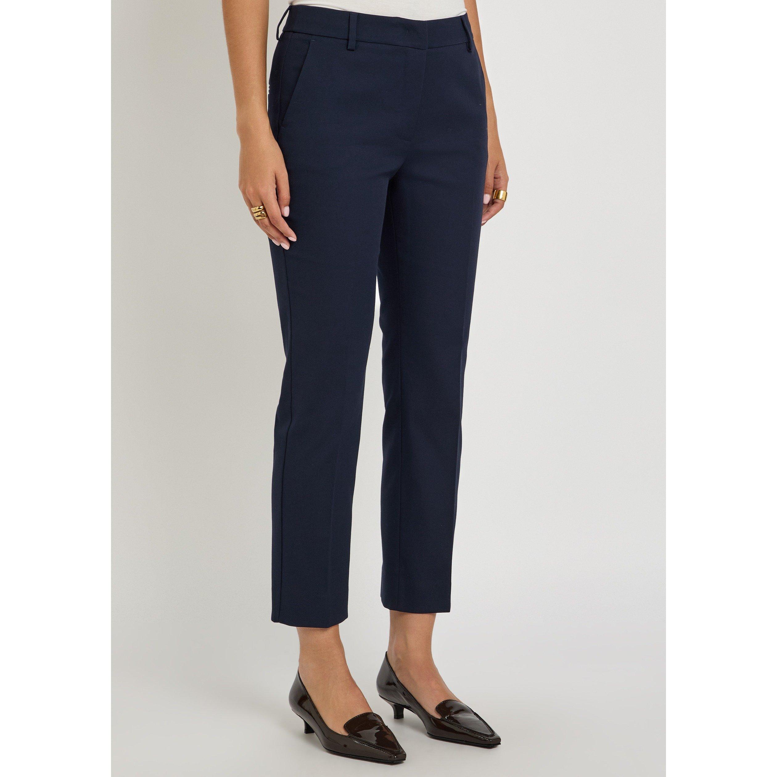 NAVY - Weekend Max Mara - Women's Cotton Cropped Cigarette Trousers - 2
