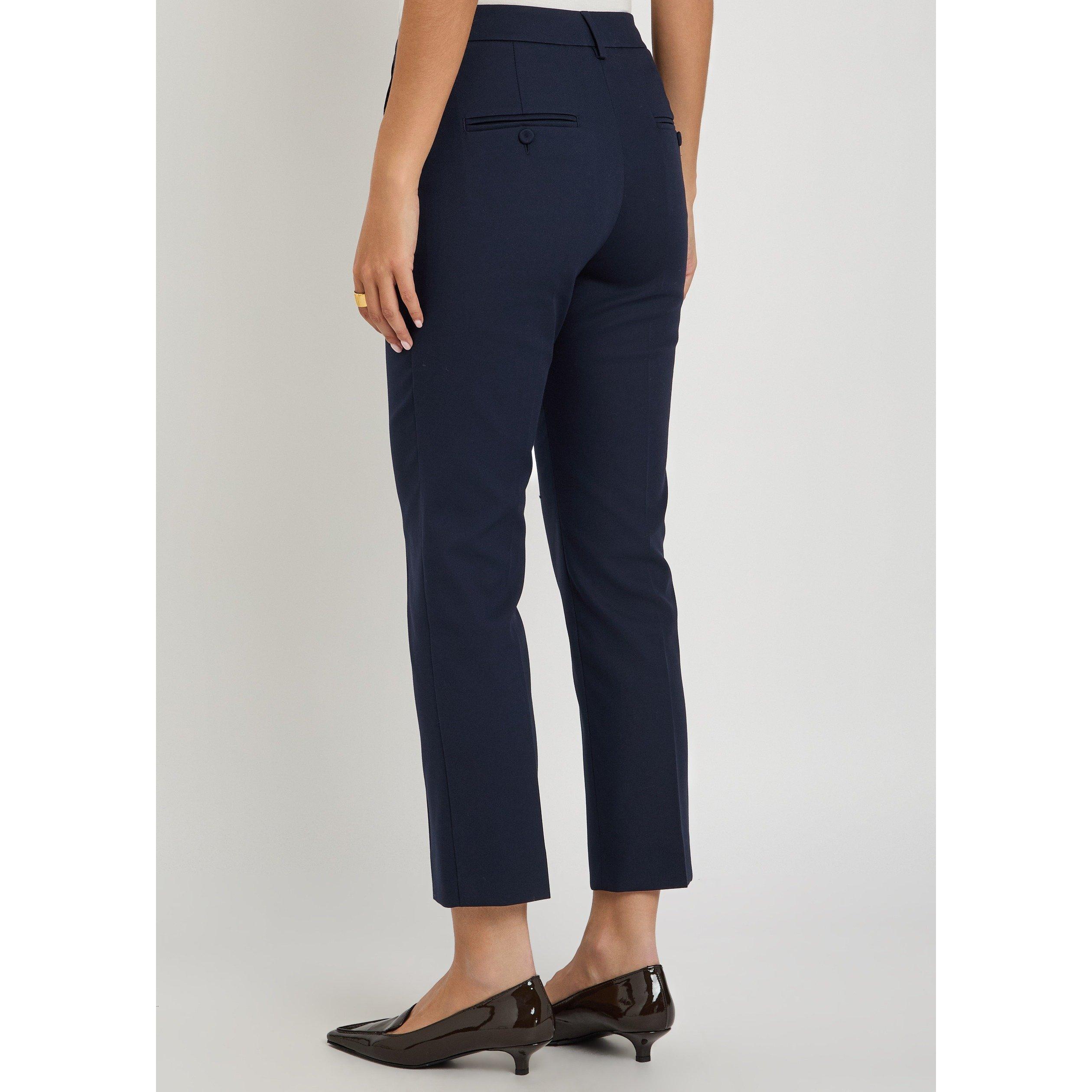 NAVY - Weekend Max Mara - Women's Cotton Cropped Cigarette Trousers - 3