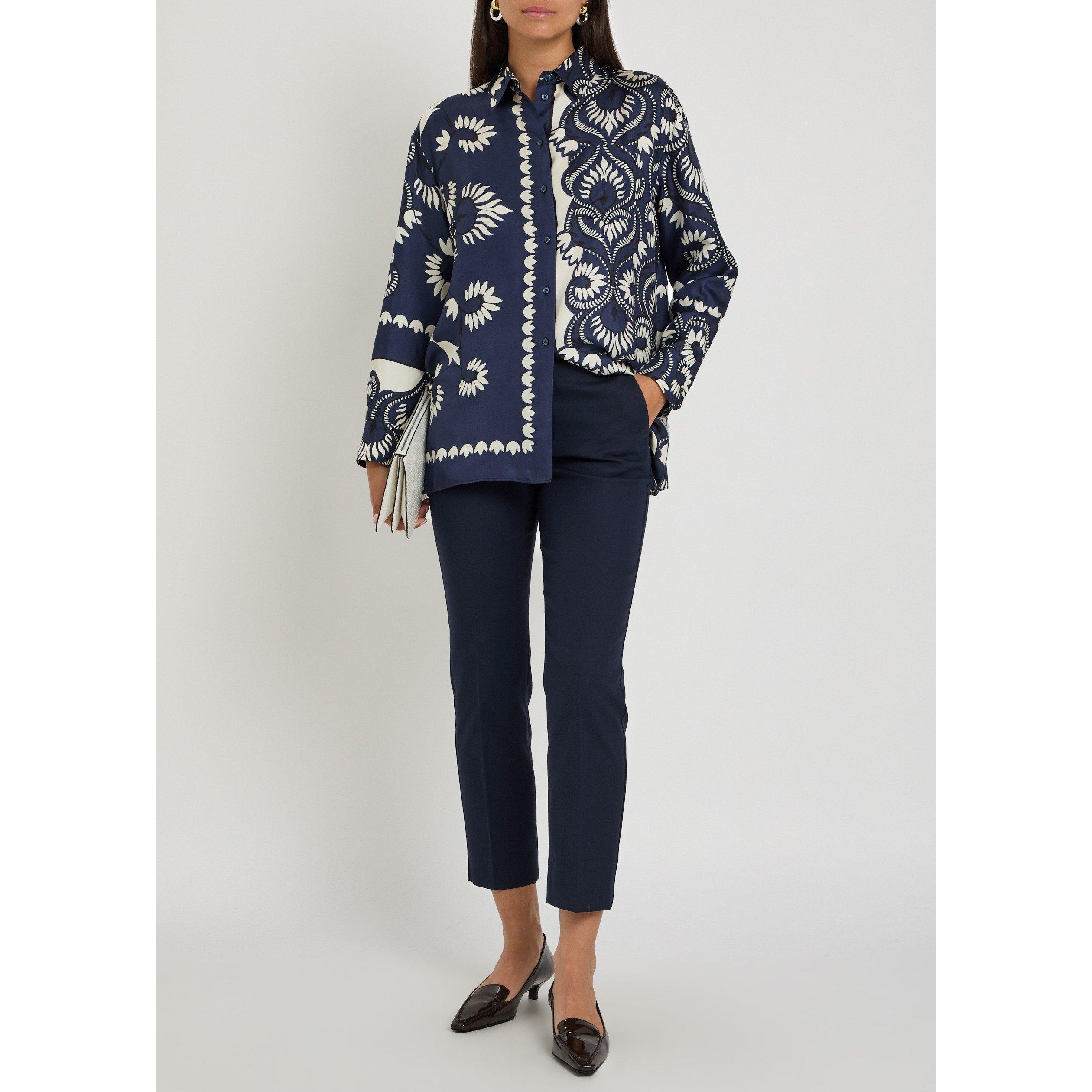 NAVY - Weekend Max Mara - Women's Cotton Cropped Cigarette Trousers - 5