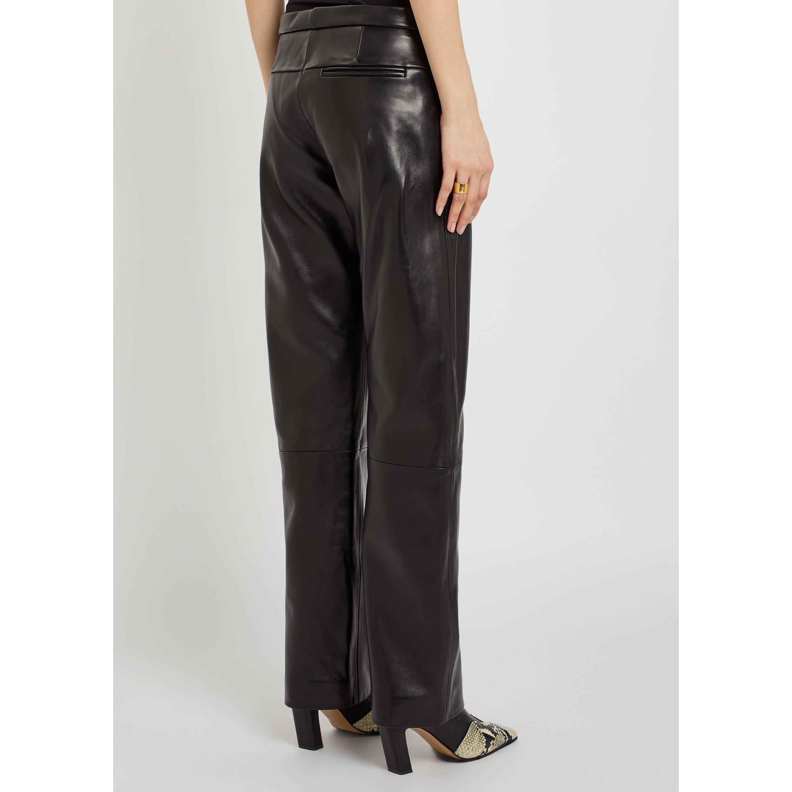 BLACK - Khaite - Women's Miles Relaxed-Fit Leather Trousers - 3