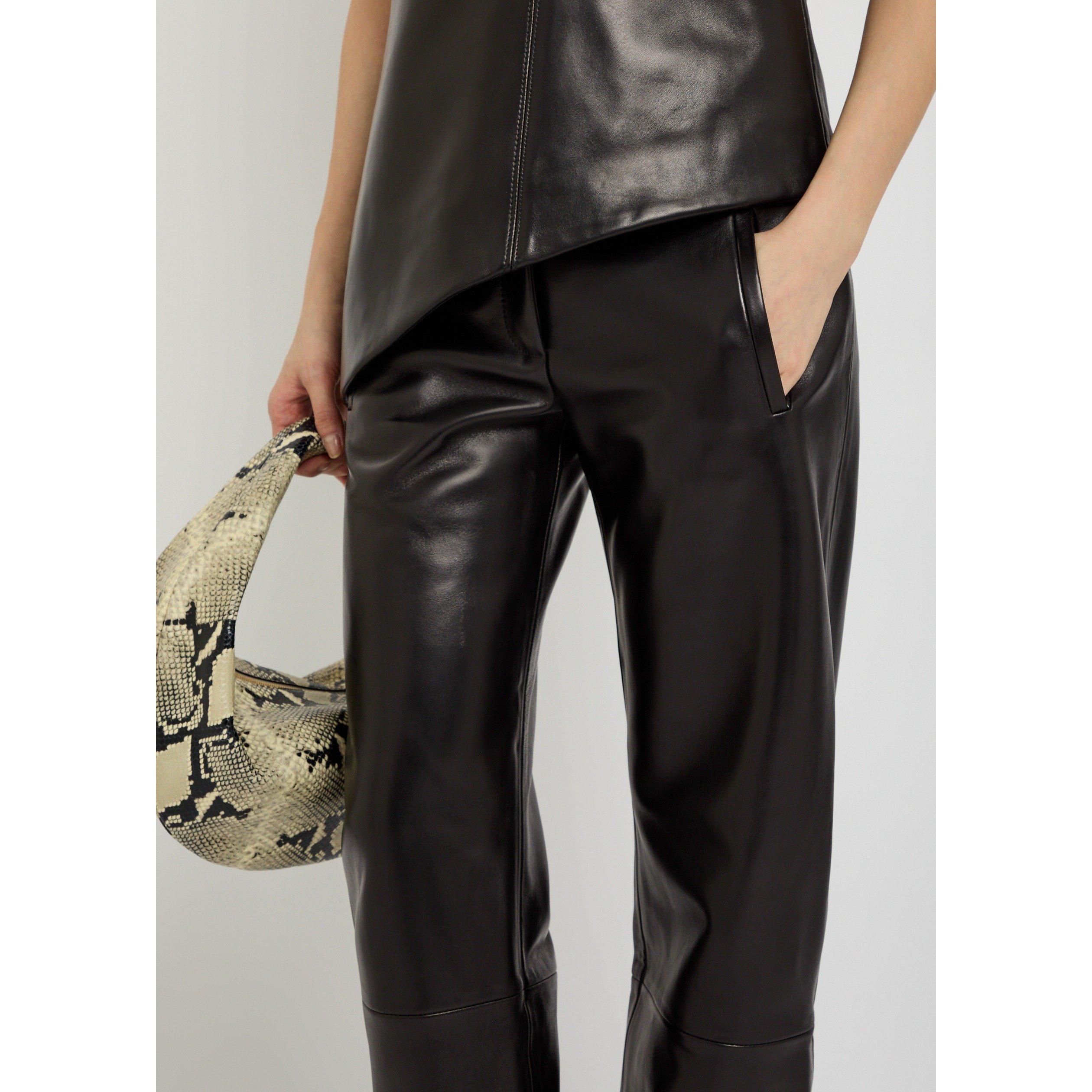 BLACK - Khaite - Women's Miles Relaxed-Fit Leather Trousers - 4
