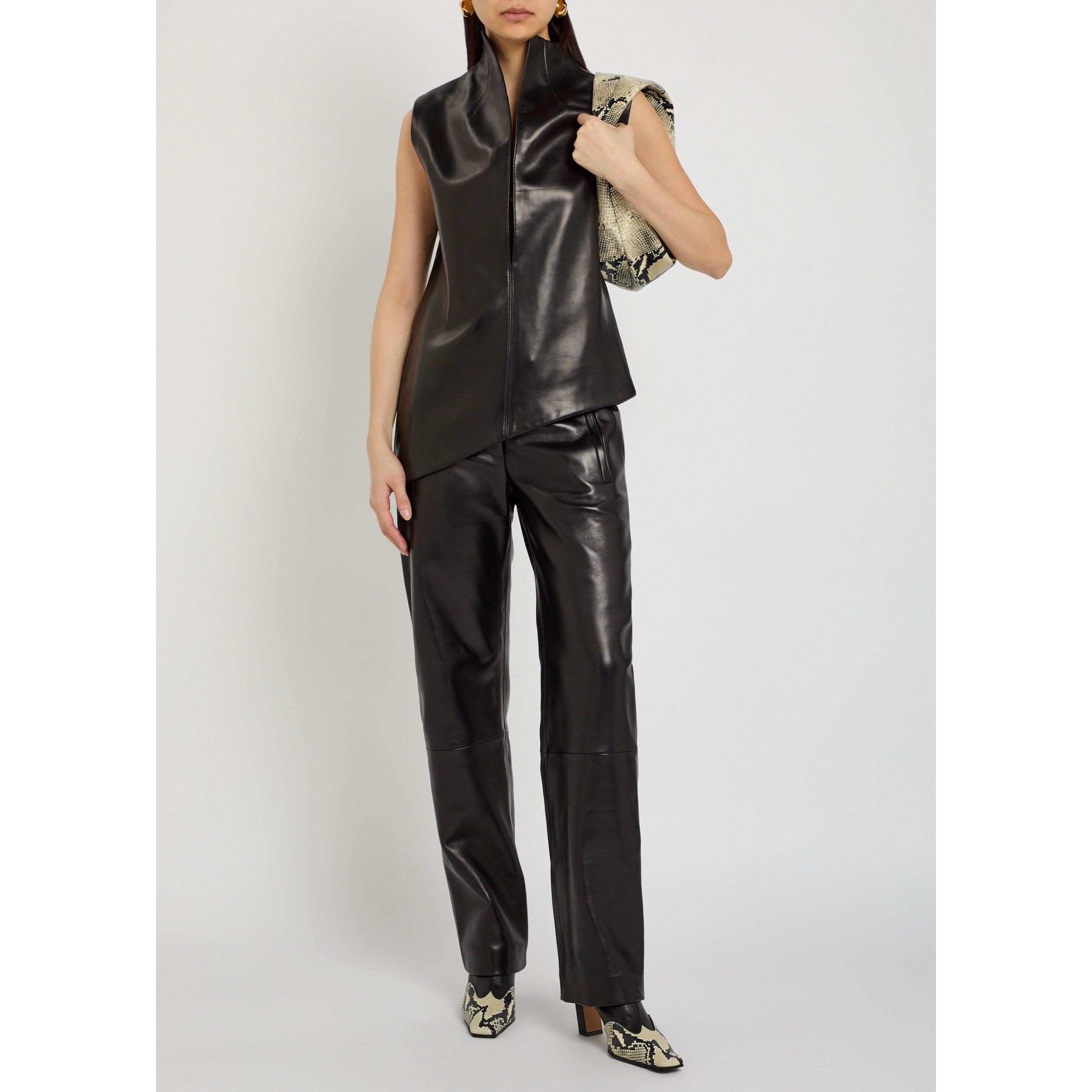 BLACK - Khaite - Women's Miles Relaxed-Fit Leather Trousers - 5
