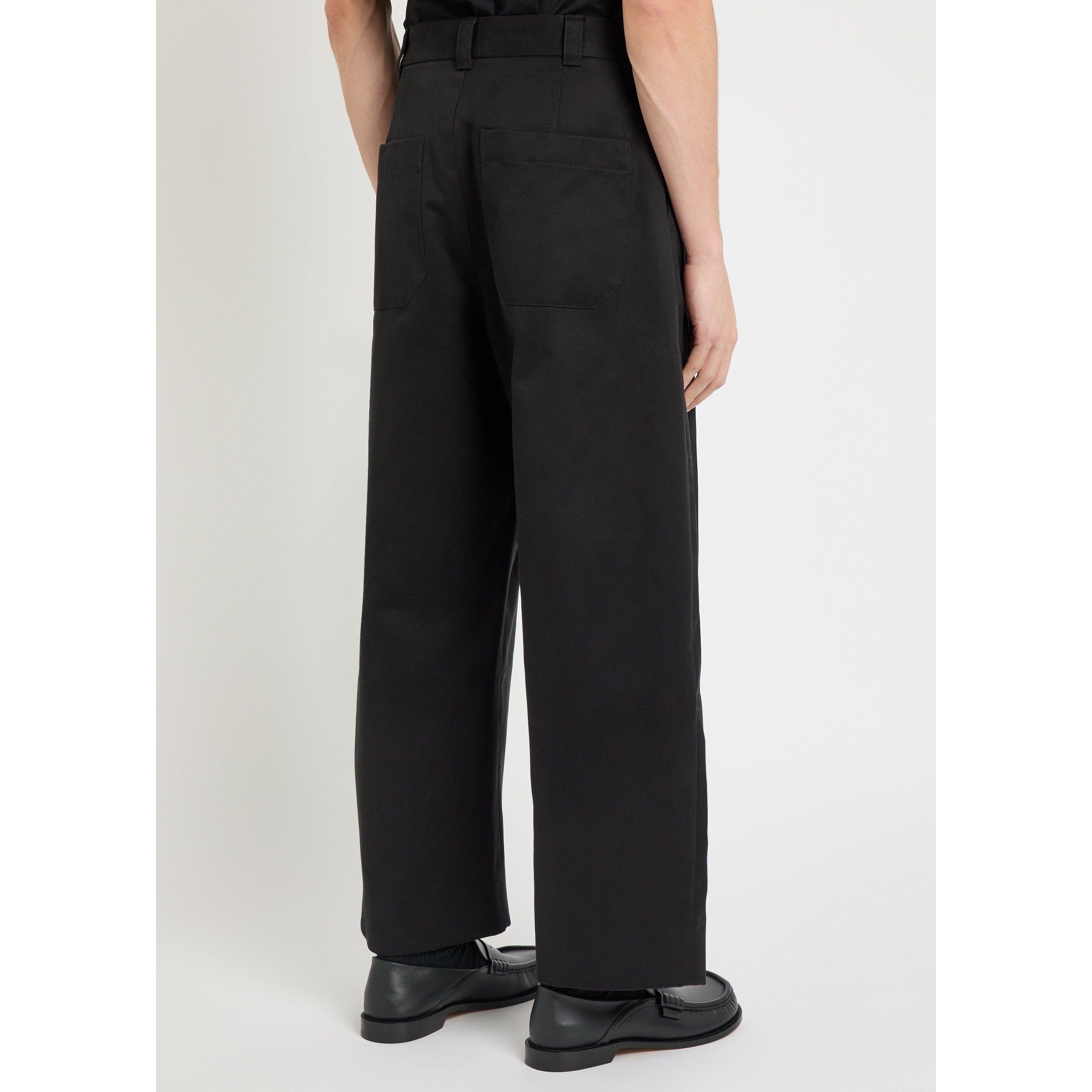 BLACK - Studio Nicholson - Men's Cotton Mid-Rise Wide-Leg Pleated Trousers - 3