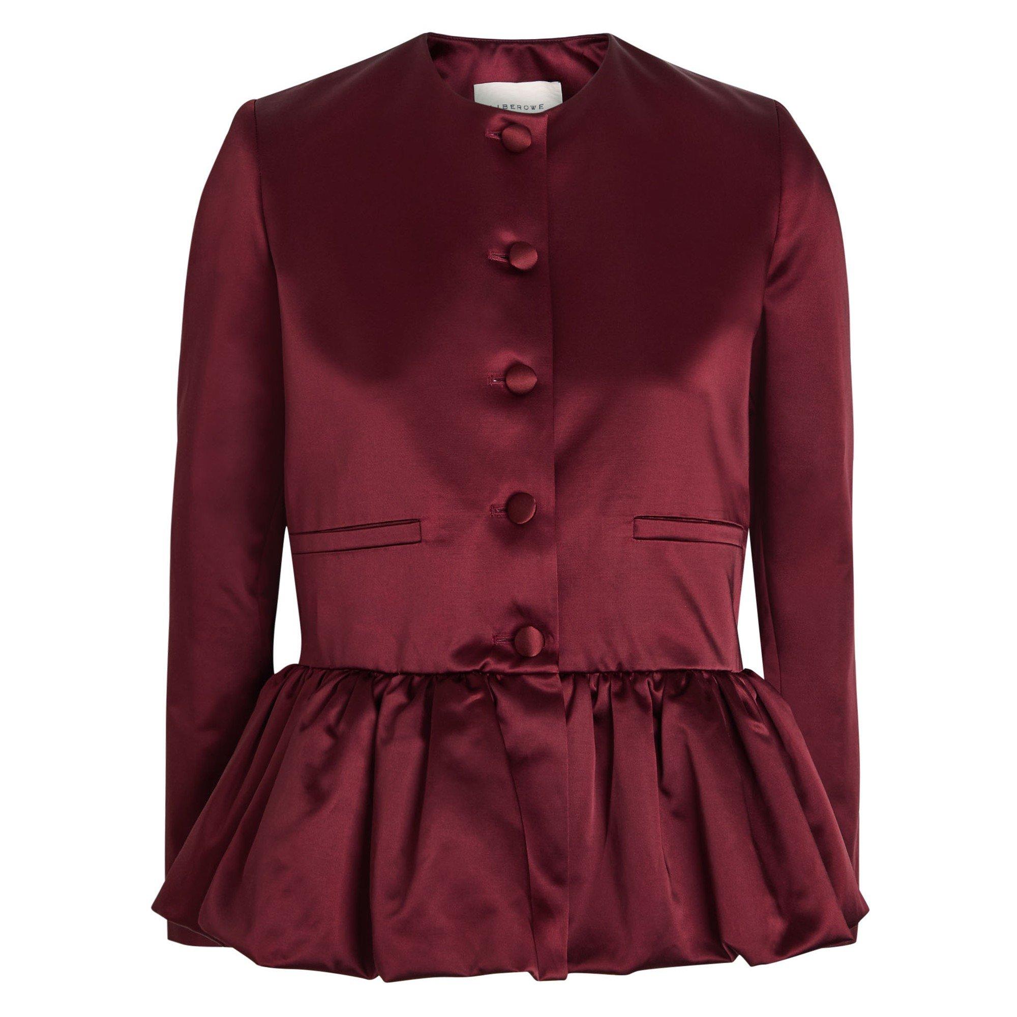 BURGUNDY - Liberowe - J PEPLUM SATIN DUCHESS JACKET