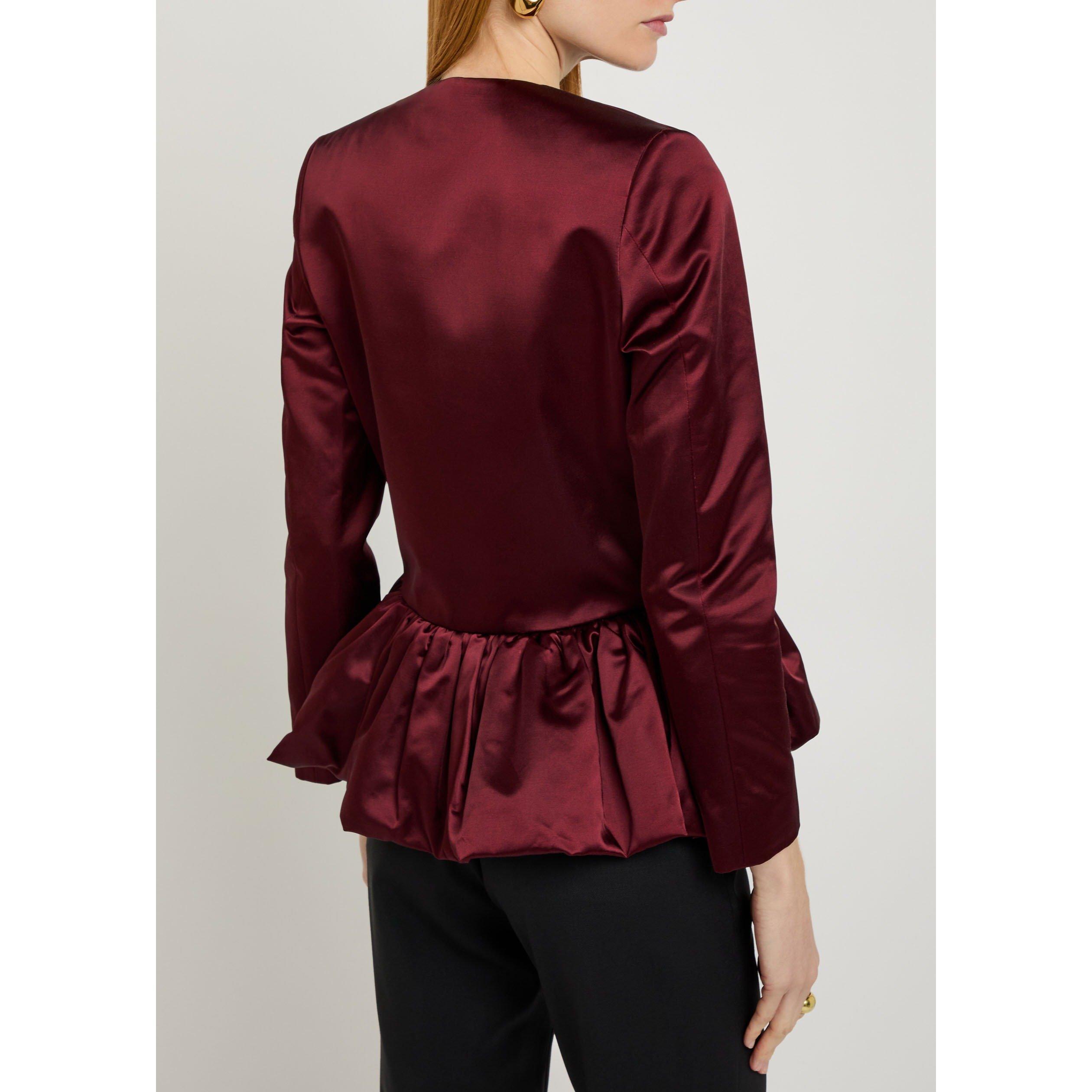 BURGUNDY - Liberowe - J PEPLUM SATIN DUCHESS JACKET - 3