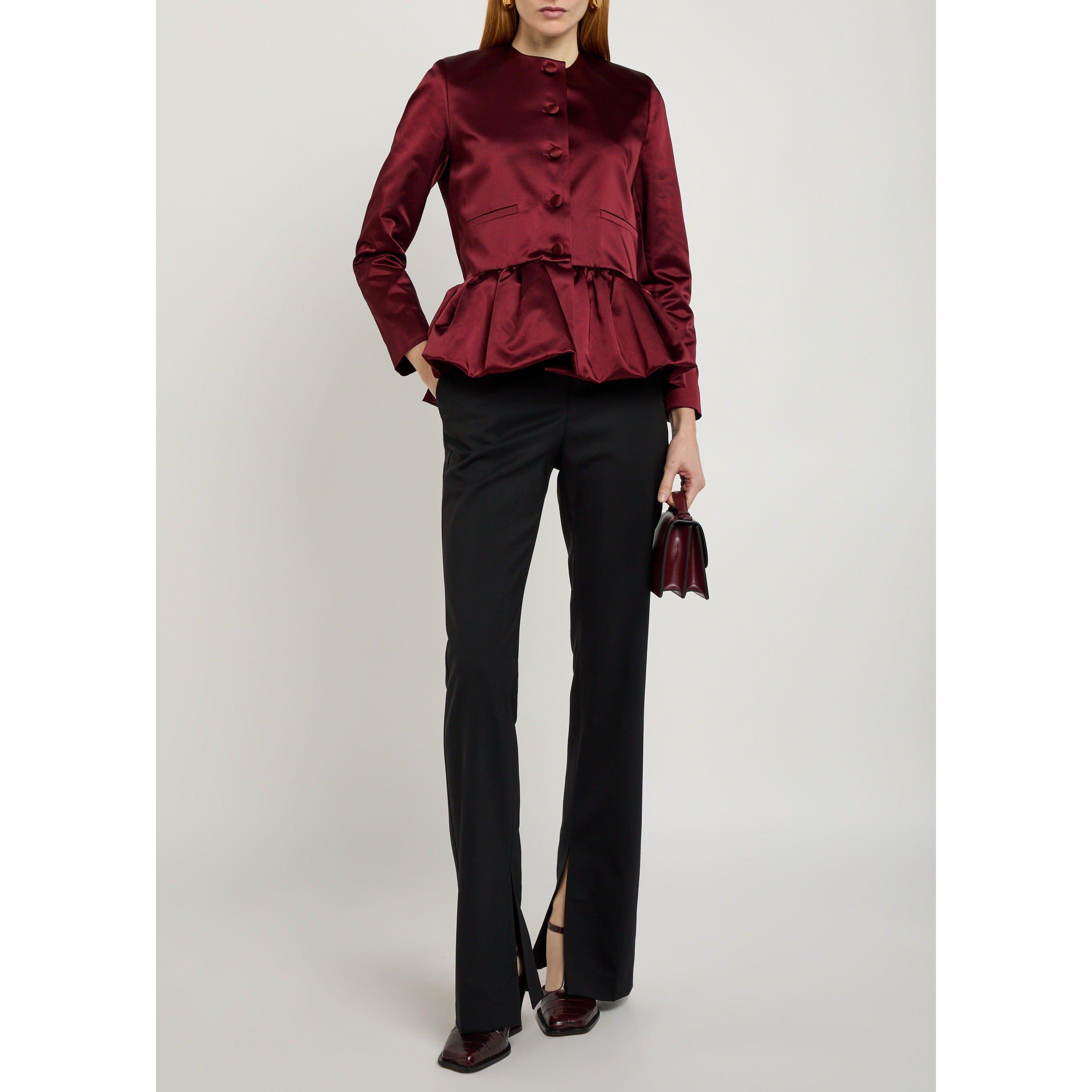BURGUNDY - Liberowe - J PEPLUM SATIN DUCHESS JACKET - 5