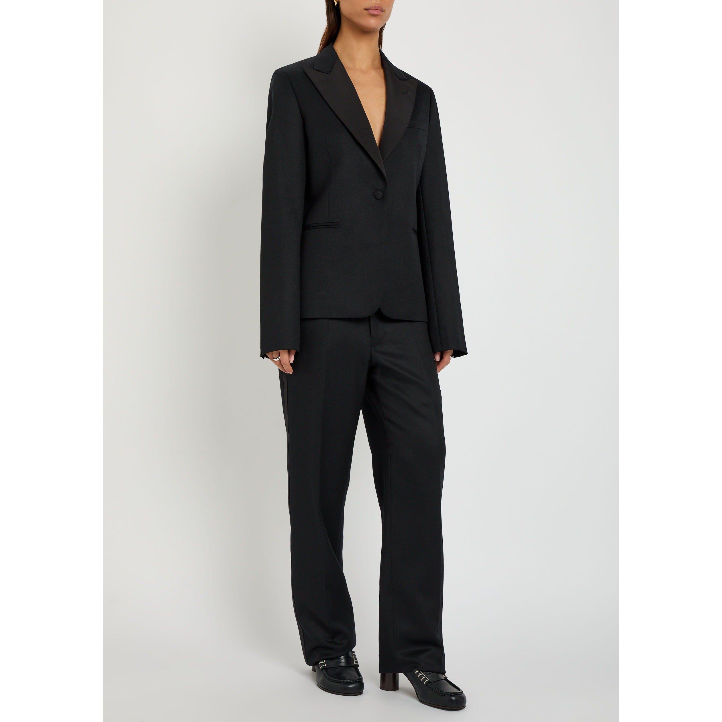 BLACK - JW Anderson - Women's Tuxedo Wool Tailored Trousers - 5