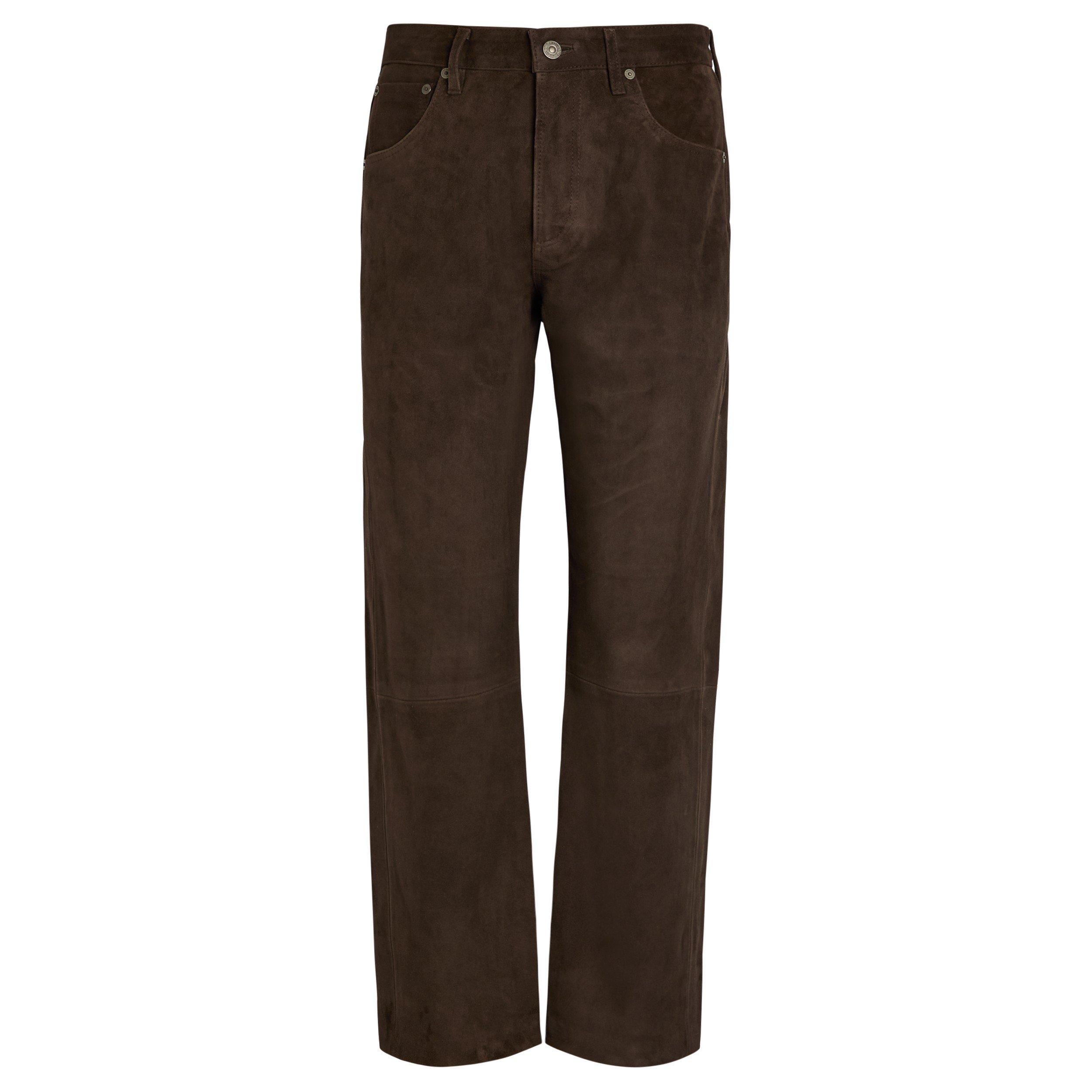 BROWN - Citizens Of Humanity - Women's Winslow Suede Leather Trousers - 1