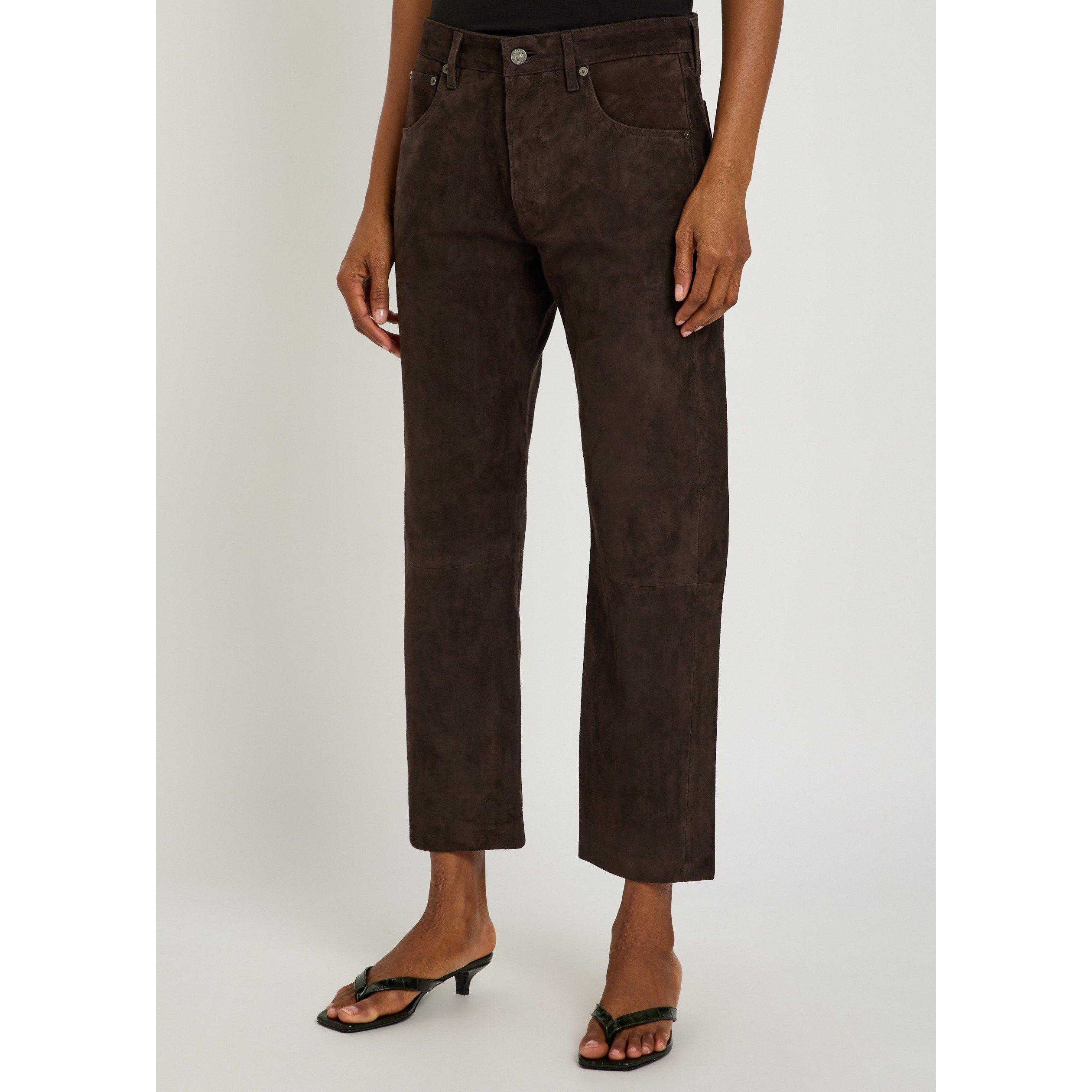 BROWN - Citizens Of Humanity - Women's Winslow Suede Leather Trousers - 2