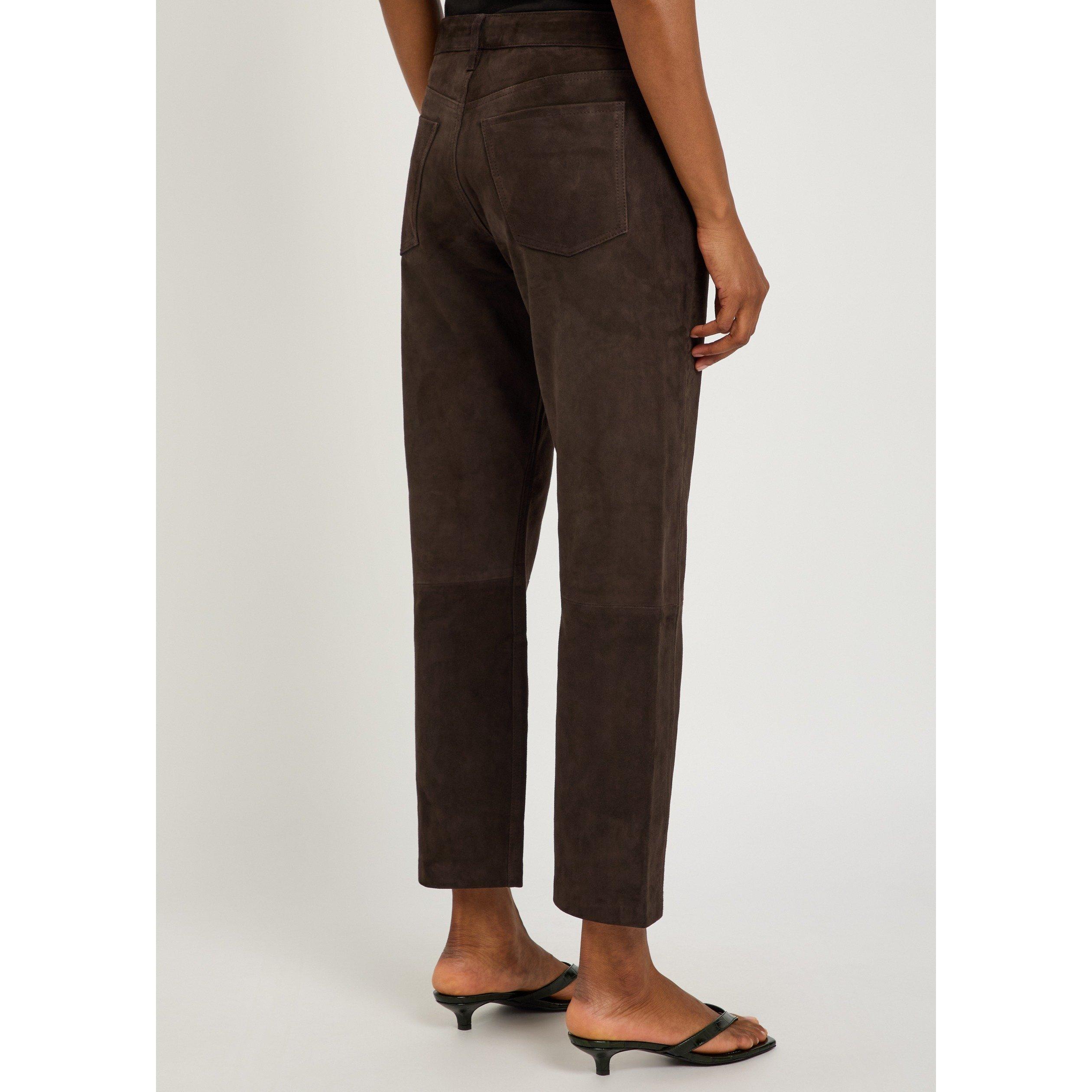 BROWN - Citizens Of Humanity - Women's Winslow Suede Leather Trousers - 3