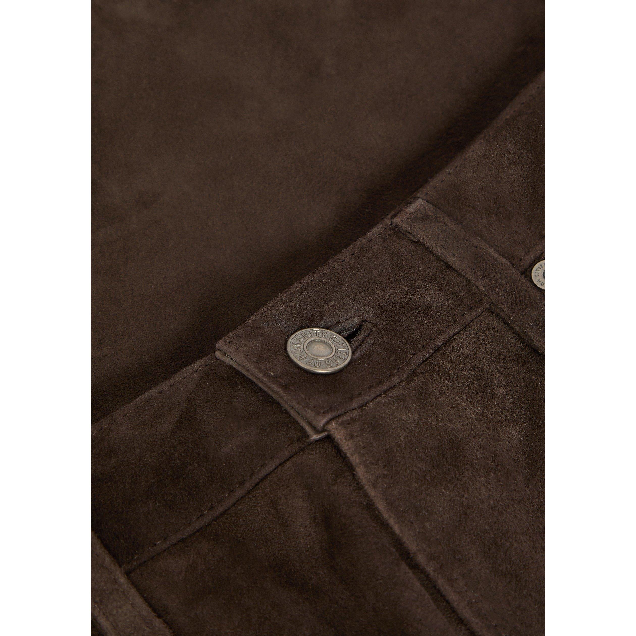 BROWN - Citizens Of Humanity - Women's Winslow Suede Leather Trousers - 4