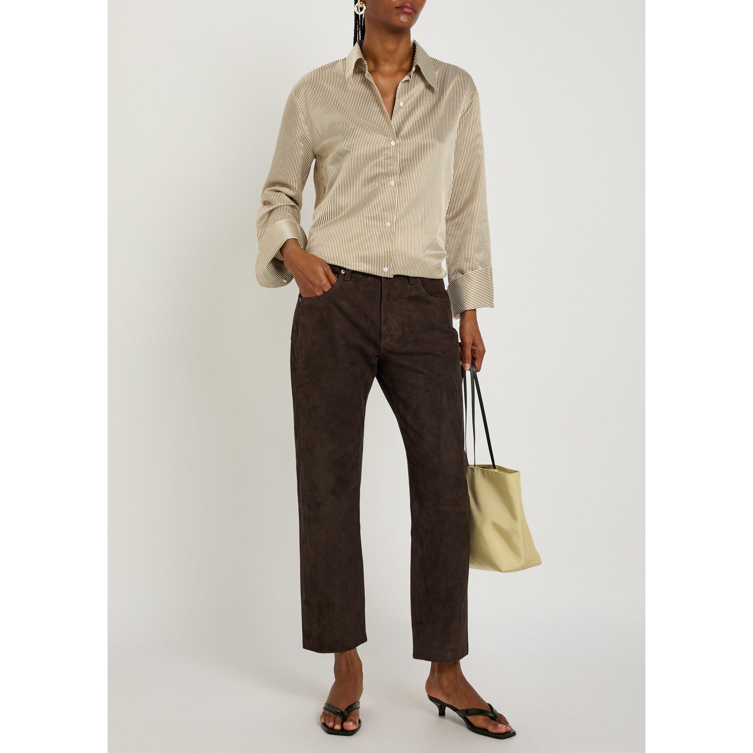 BROWN - Citizens Of Humanity - Women's Winslow Suede Leather Trousers - 5