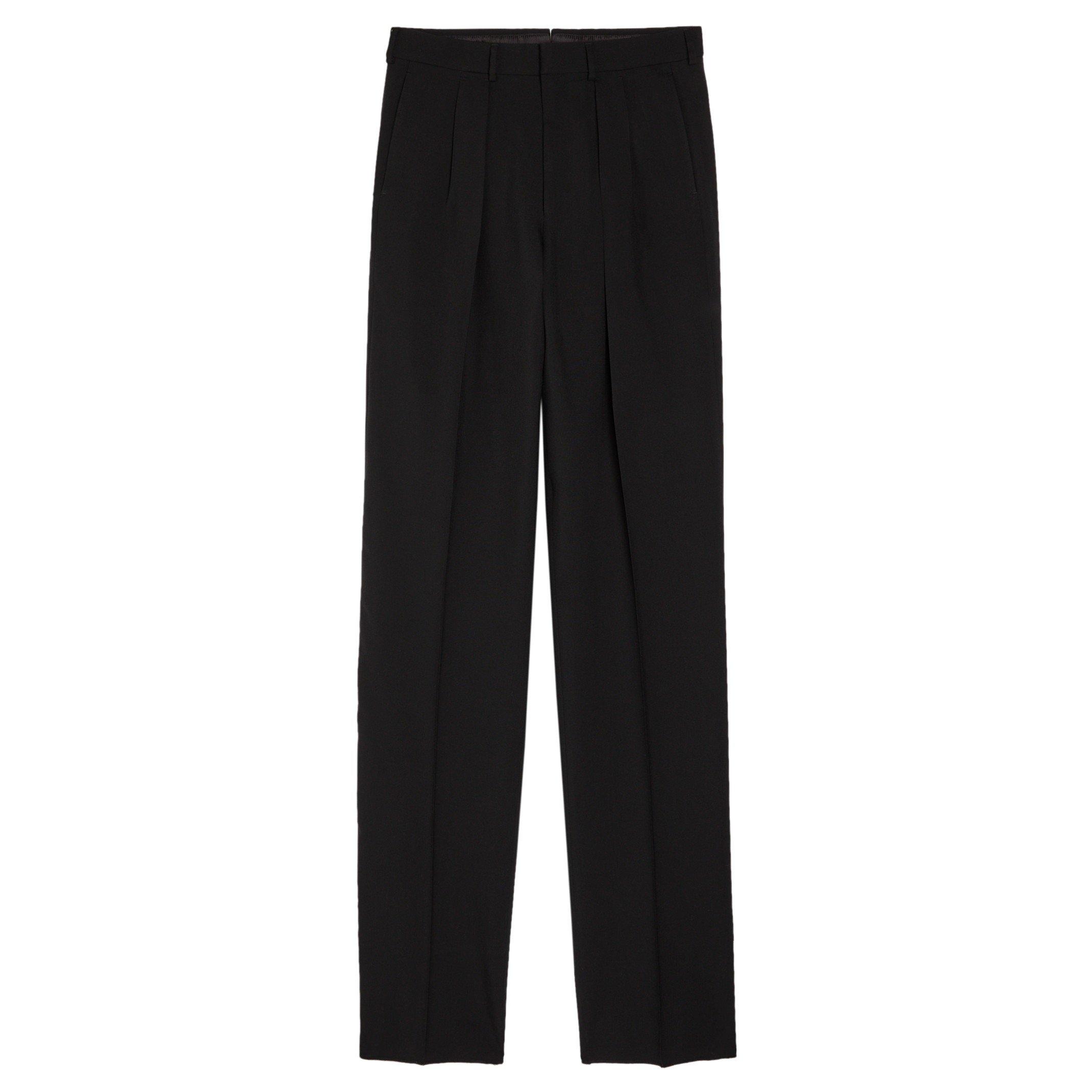 BLACK - Tom Ford - TF SILK DOUBLE PLEAT PANTS - 1