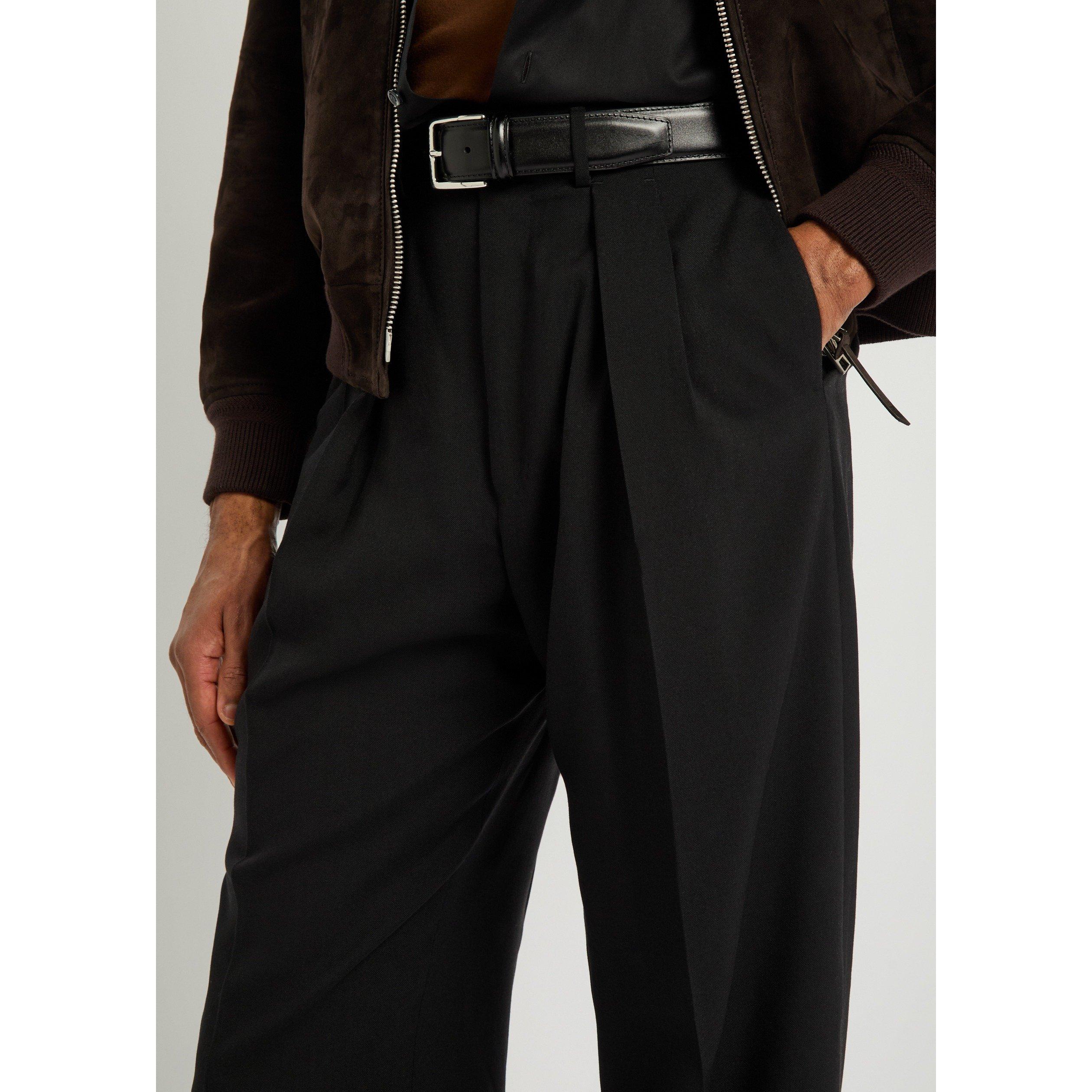BLACK - Tom Ford - TF SILK DOUBLE PLEAT PANTS - 4