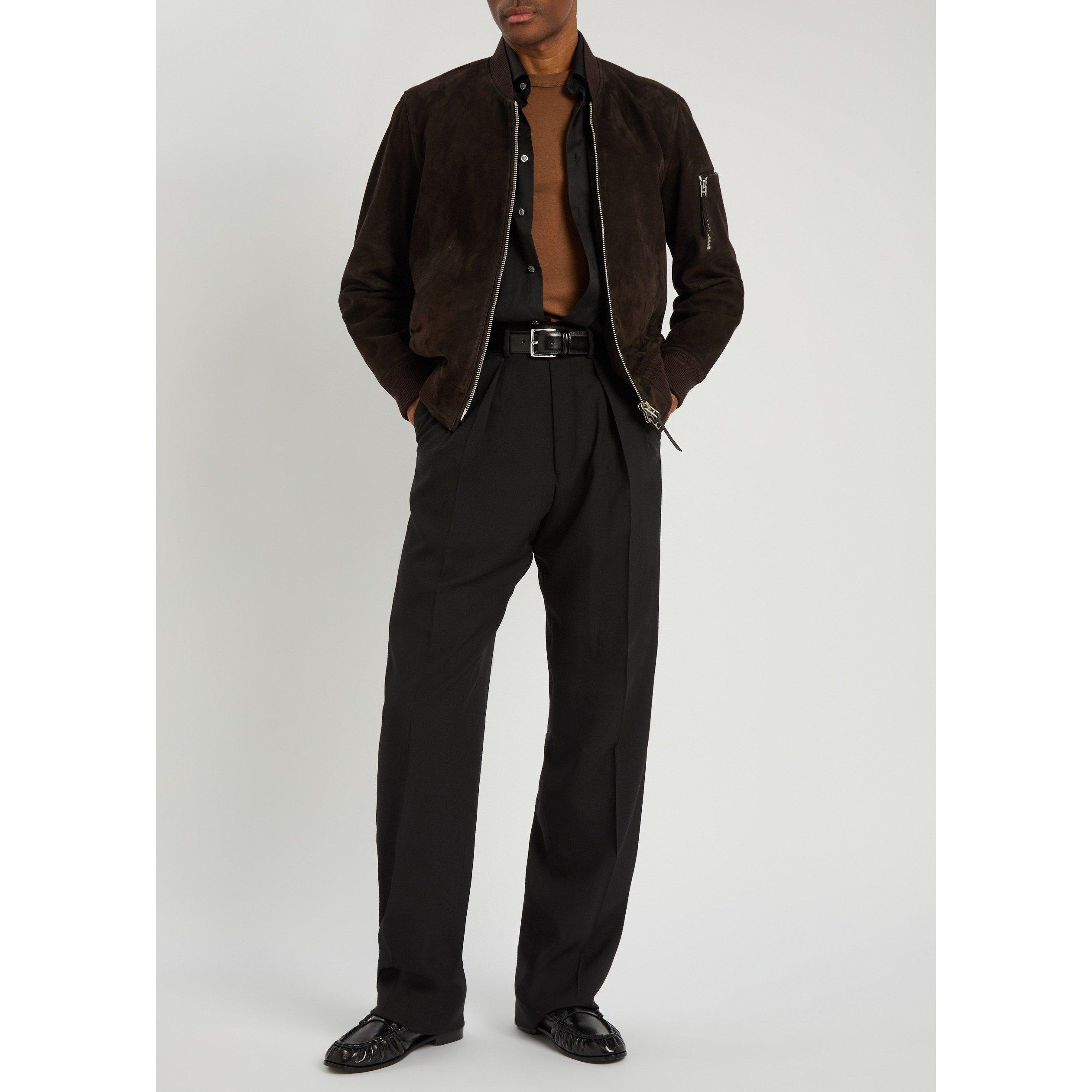 BLACK - Tom Ford - TF SILK DOUBLE PLEAT PANTS - 5
