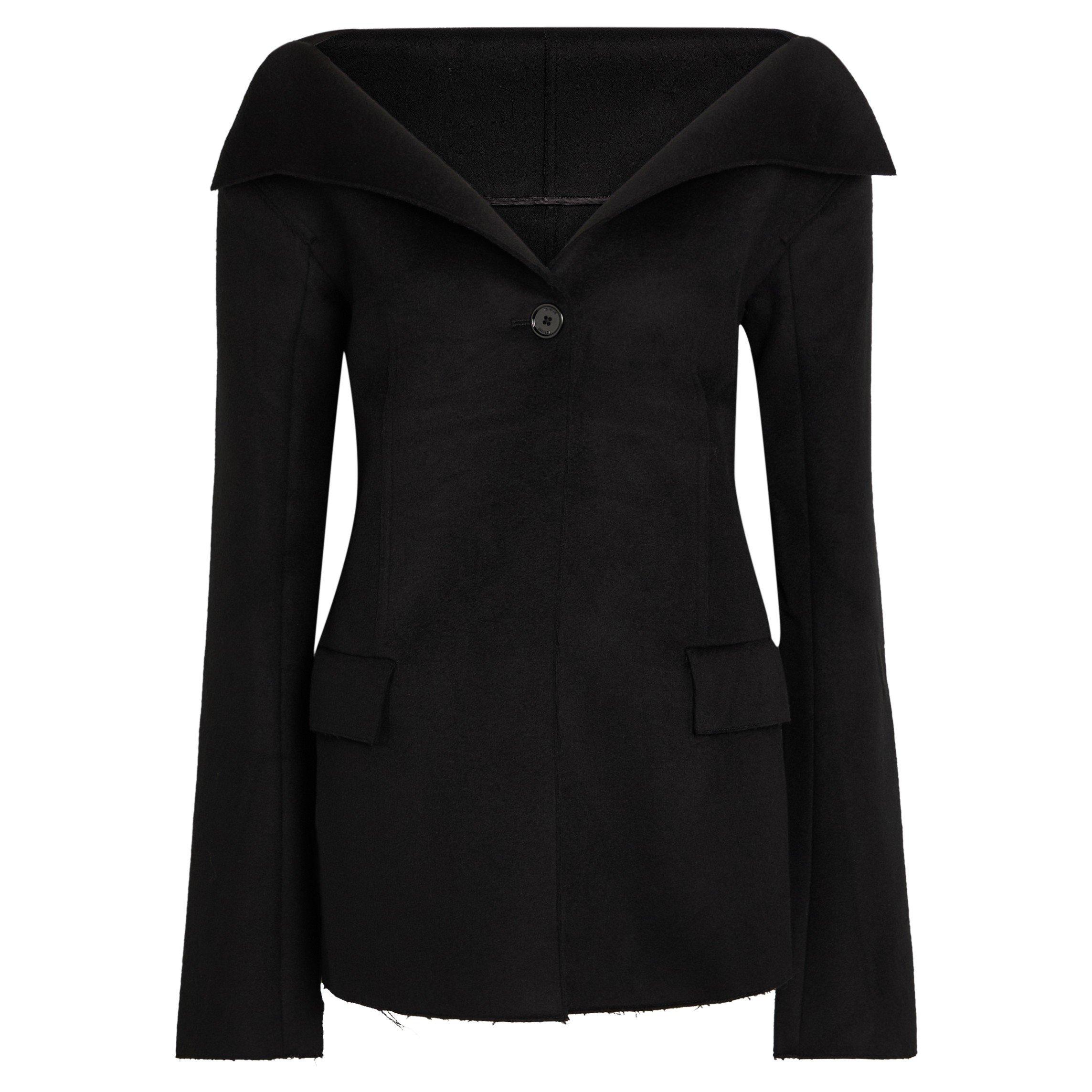 BLACK - Toteme - Women's Open Collar Wool Slim-Fit Formal Jacket - 1