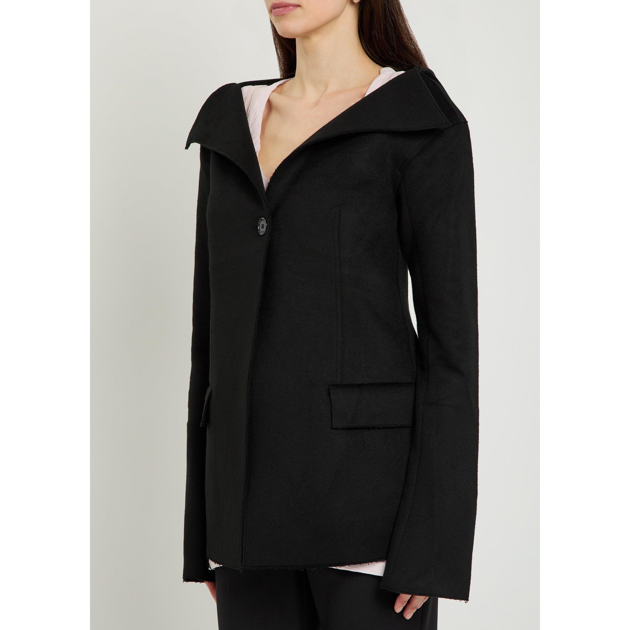 BLACK - Toteme - Women's Open Collar Wool Slim-Fit Formal Jacket - 2