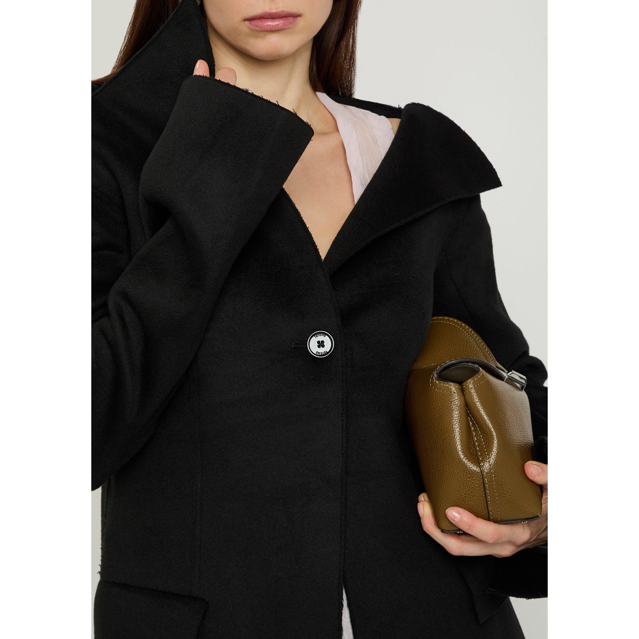 BLACK - Toteme - Women's Open Collar Wool Slim-Fit Formal Jacket - 4