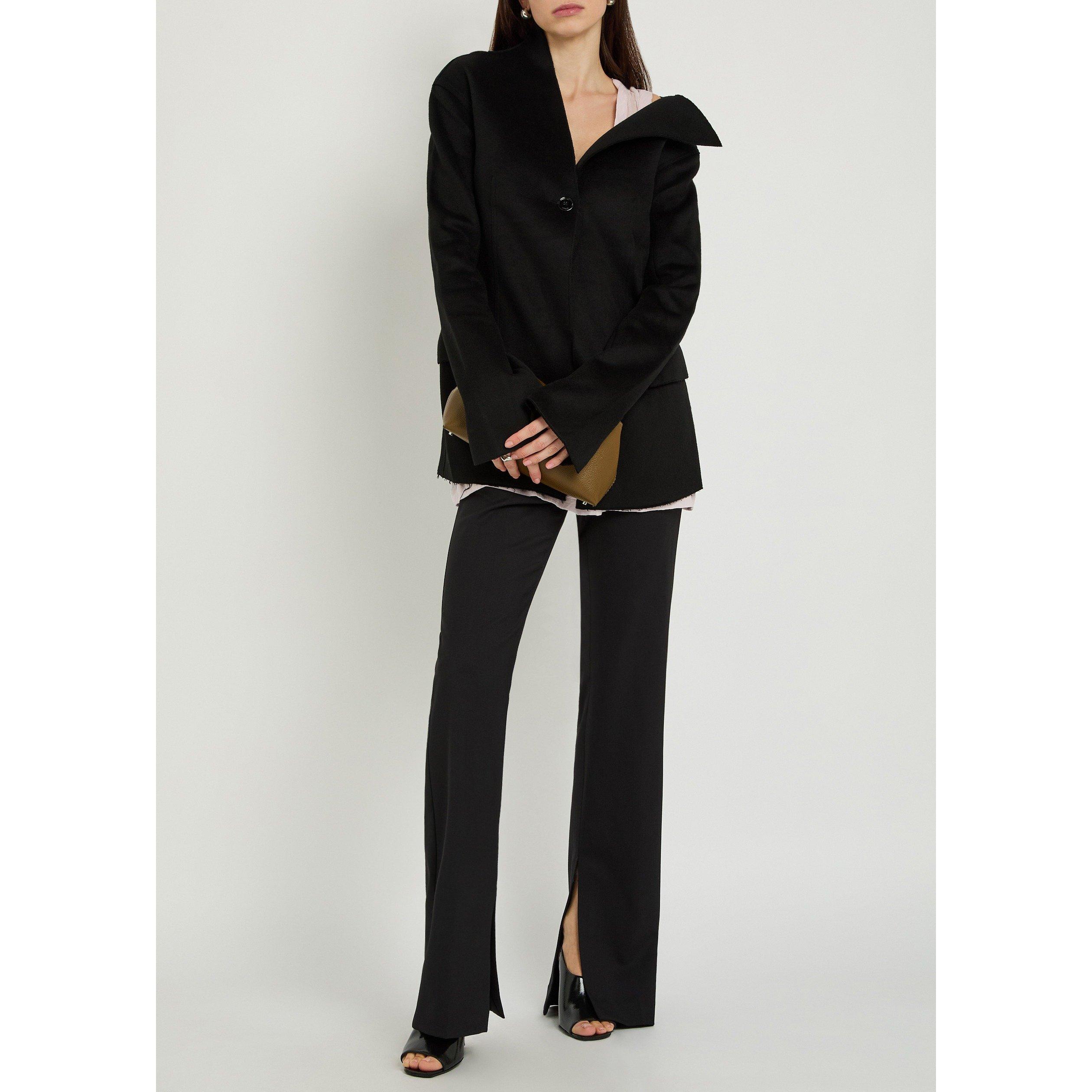 BLACK - Toteme - Women's Open Collar Wool Slim-Fit Formal Jacket - 5