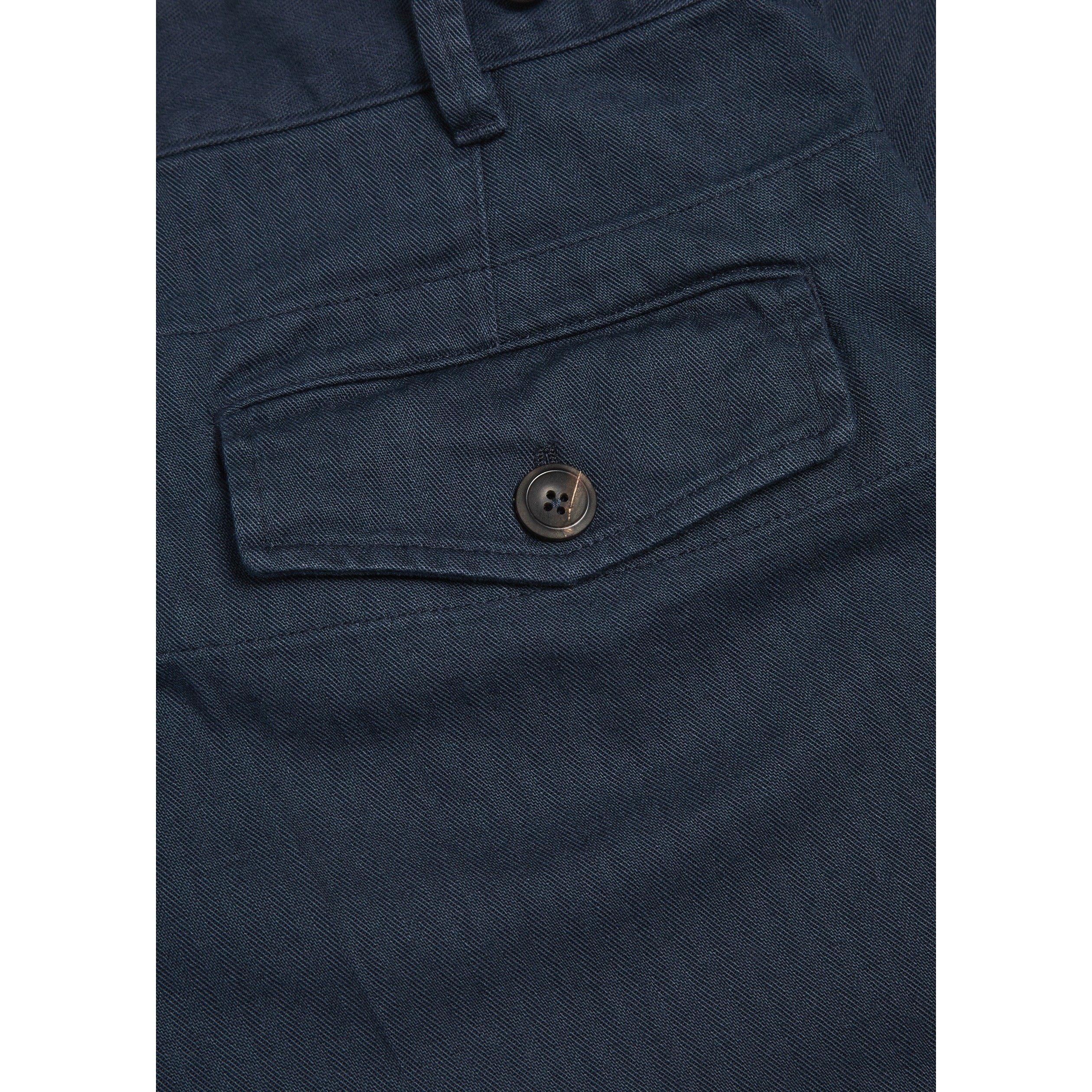 NAVY - Drakes - Men's Cotton Tapered-Fit Tailored Trousers - 4