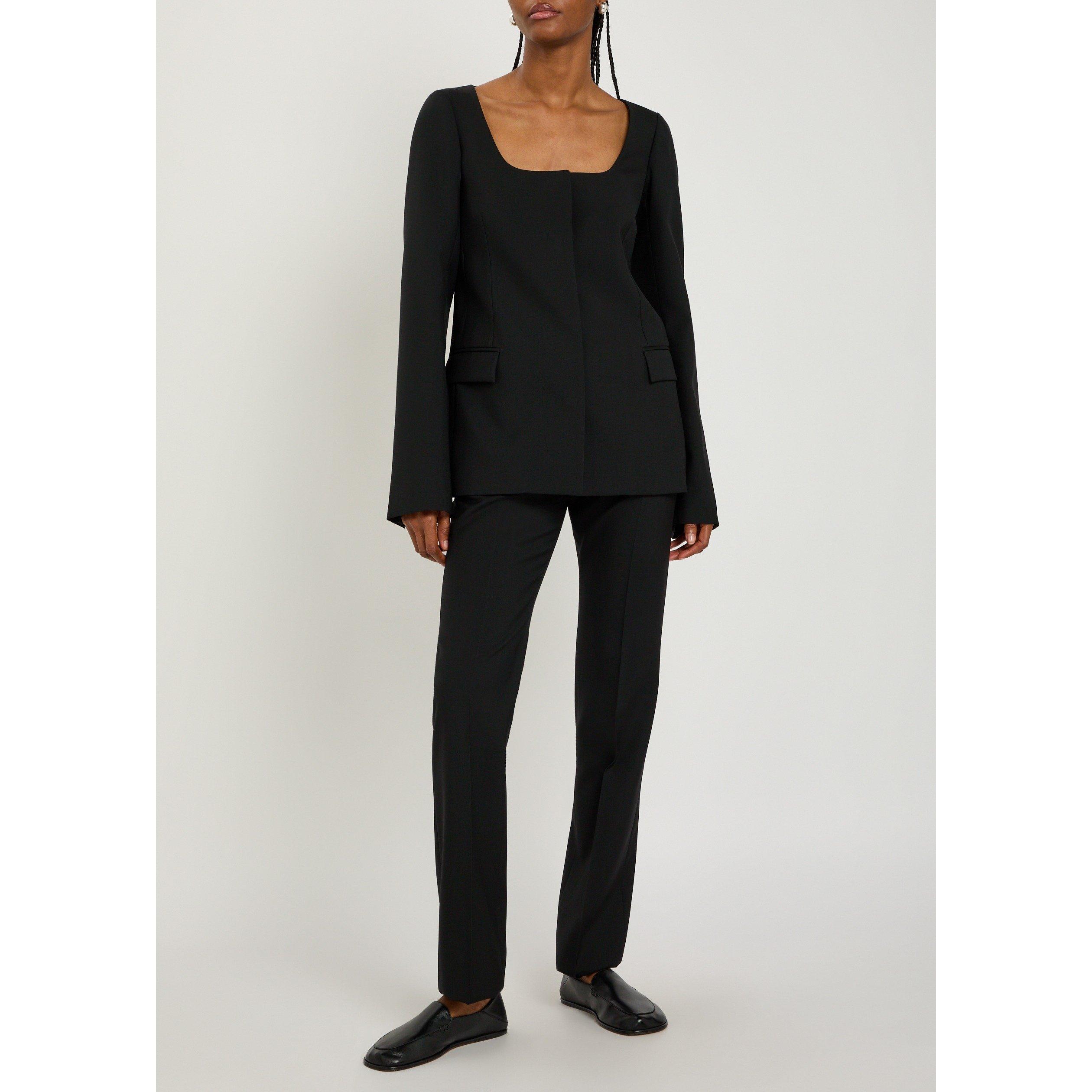 BLACK - Calvin Klein - Women's Erin Wool Slim-Fit Tailored Trousers - 5