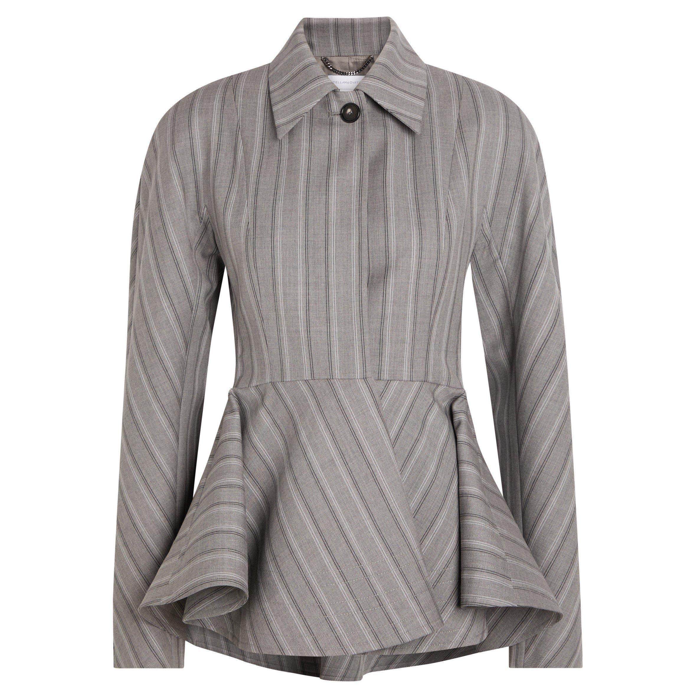GREY - Stella McCartney - Stripe Tailoring Peplum Jacket - 1