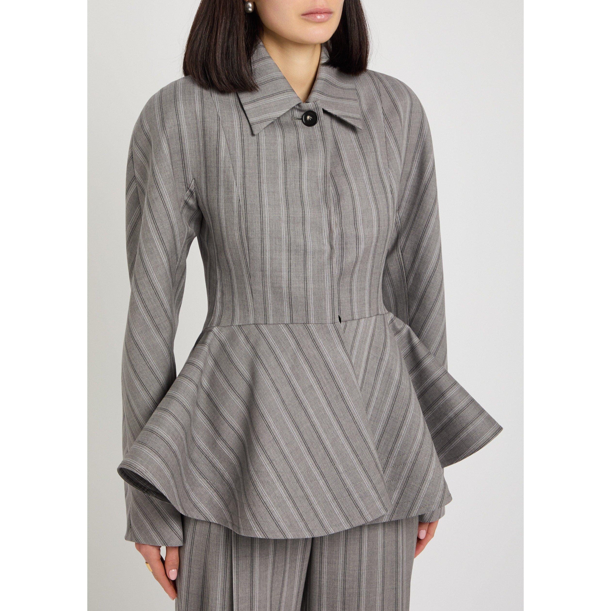 GREY - Stella McCartney - Stripe Tailoring Peplum Jacket - 2