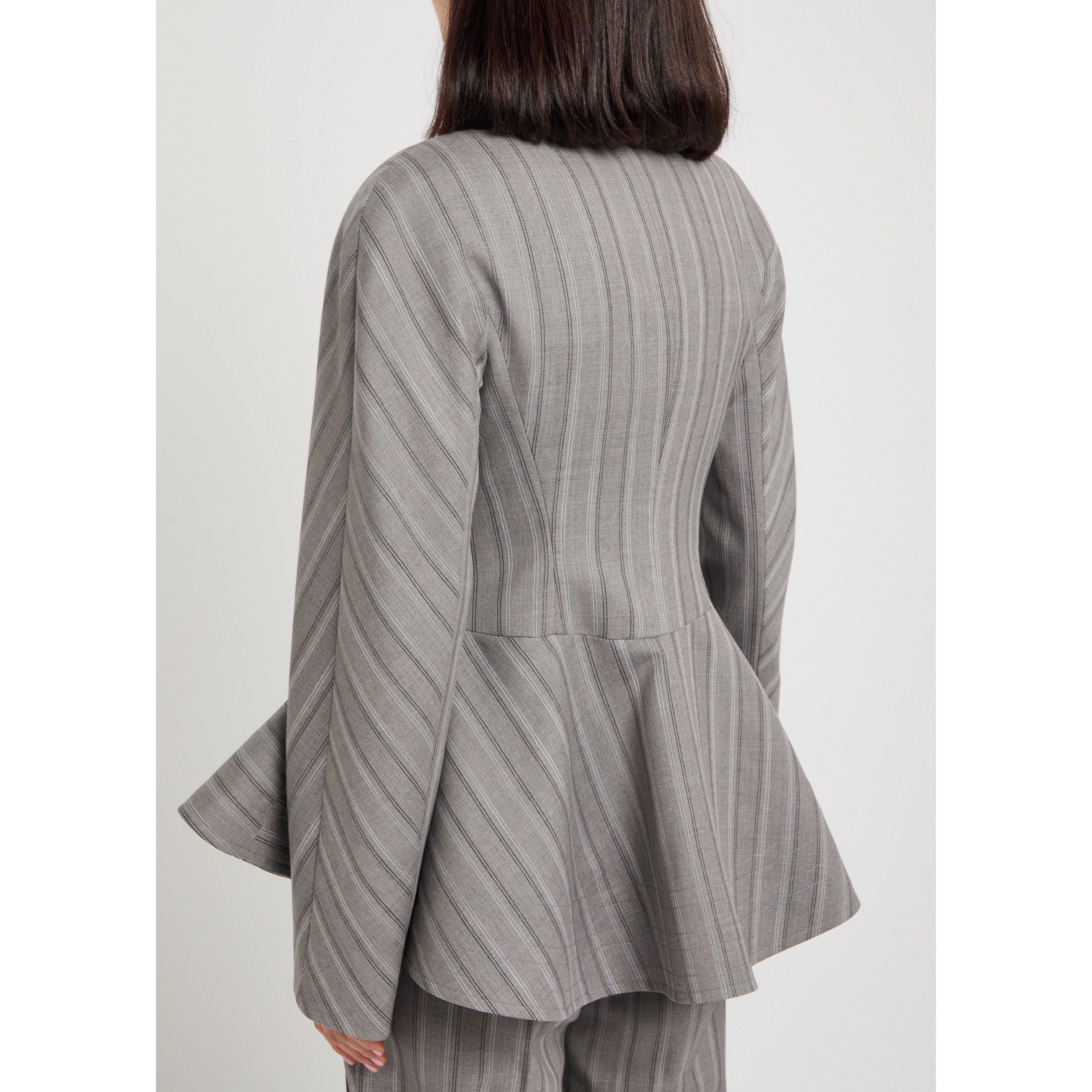 GREY - Stella McCartney - Stripe Tailoring Peplum Jacket - 3