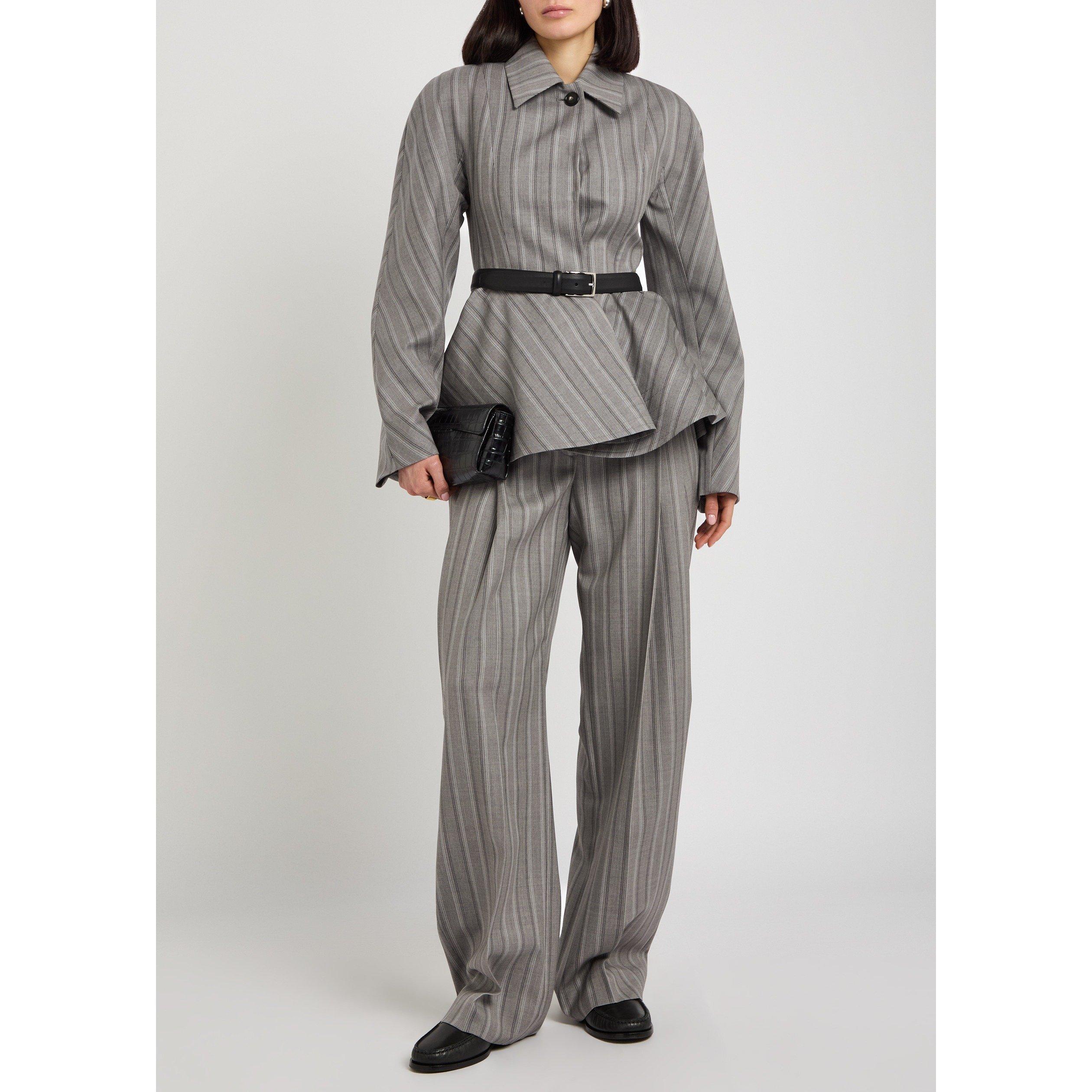GREY - Stella McCartney - Stripe Tailoring Peplum Jacket - 5