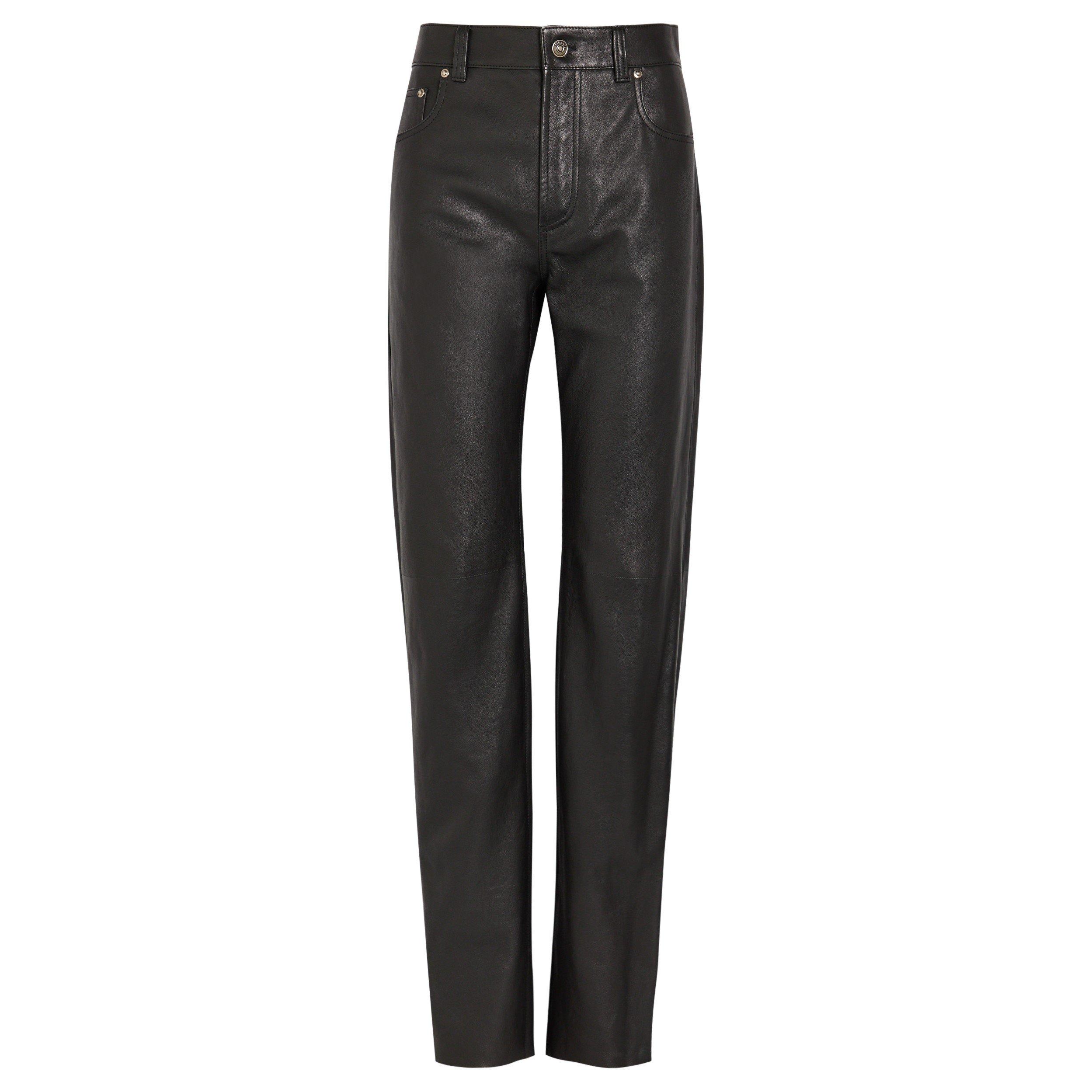 BLACK - Versace - Women's Straight-Leg Leather Trousers - 1