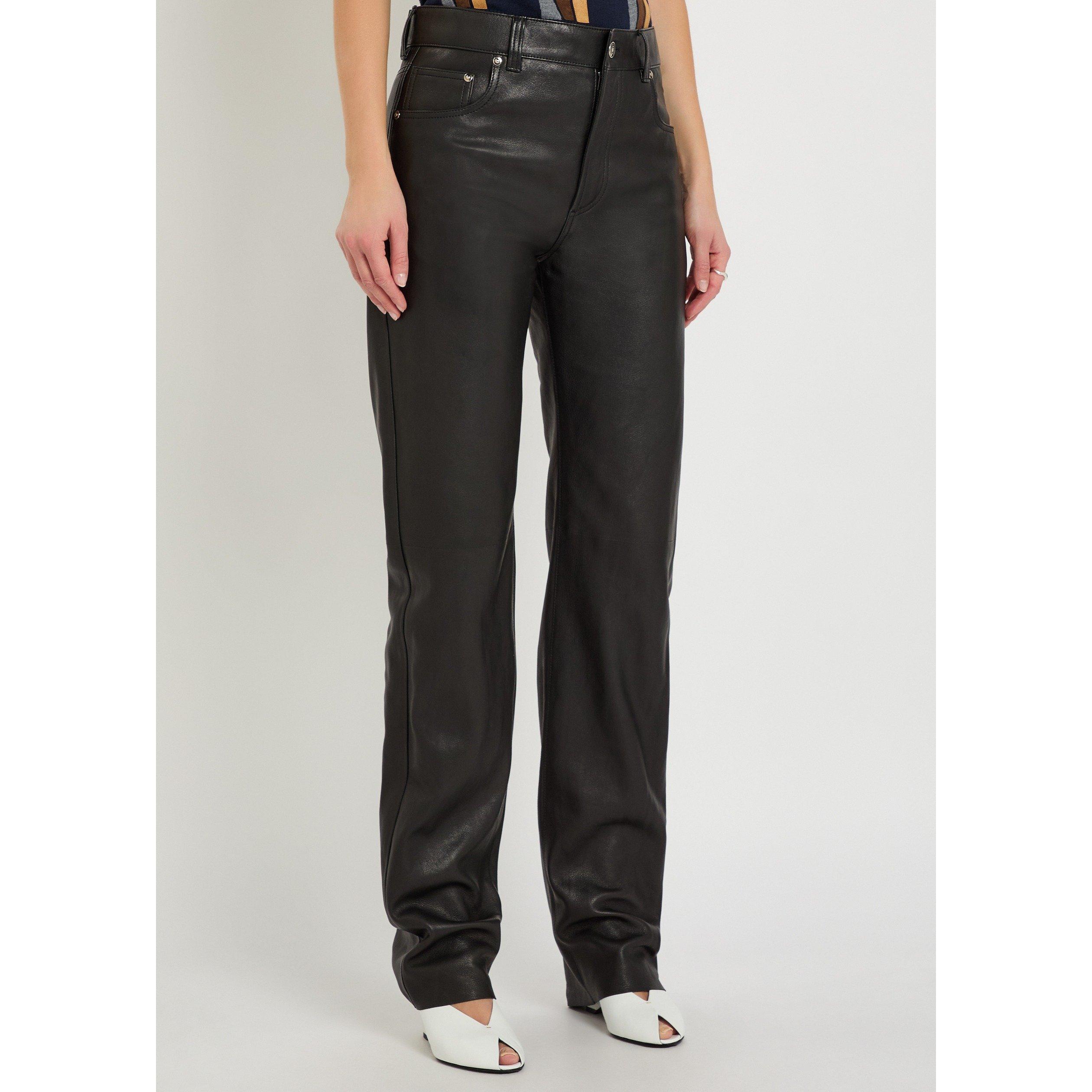 BLACK - Versace - Women's Straight-Leg Leather Trousers - 2