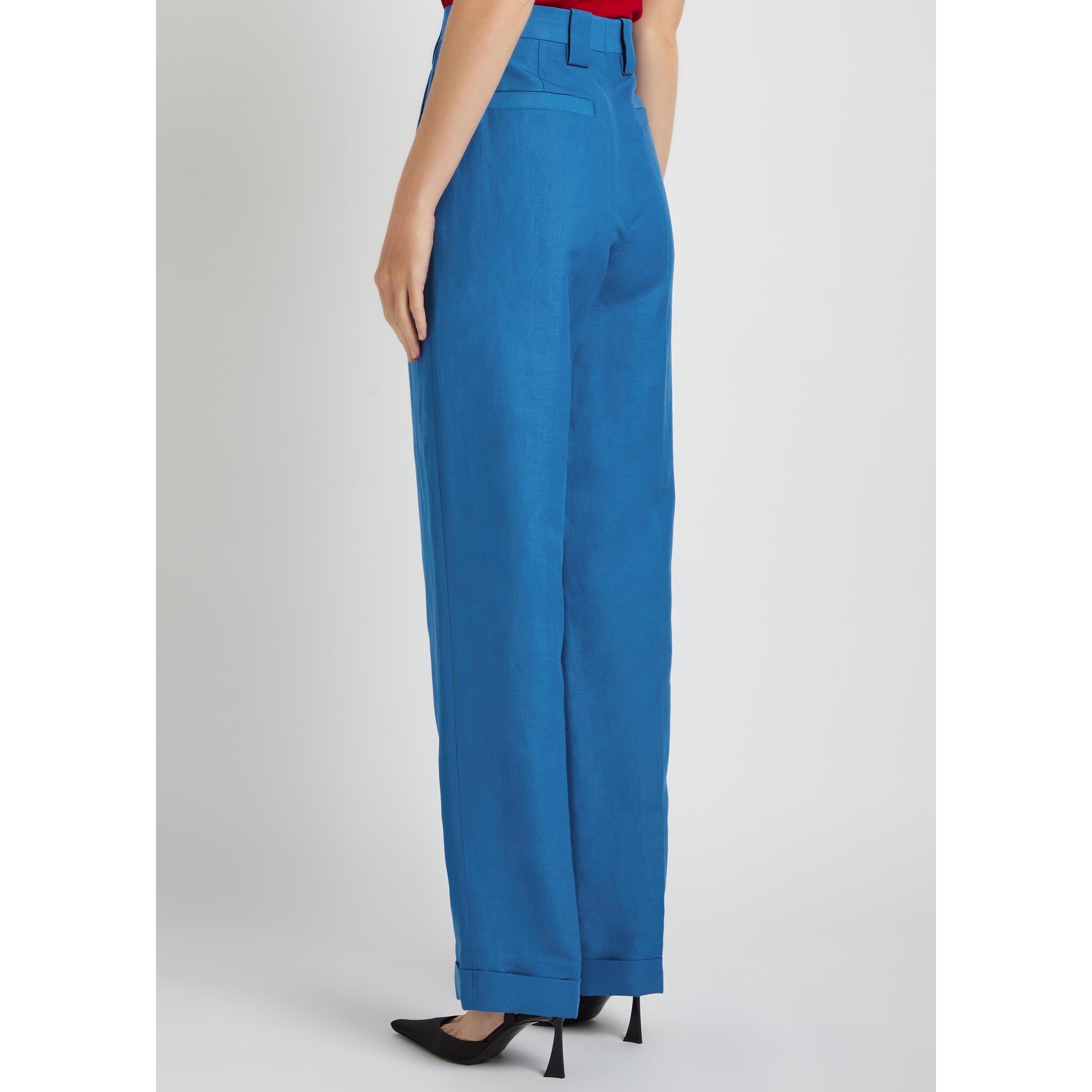 BLUE - Versace - FORMAL PANT WOOL LINEN TAILORI - 3