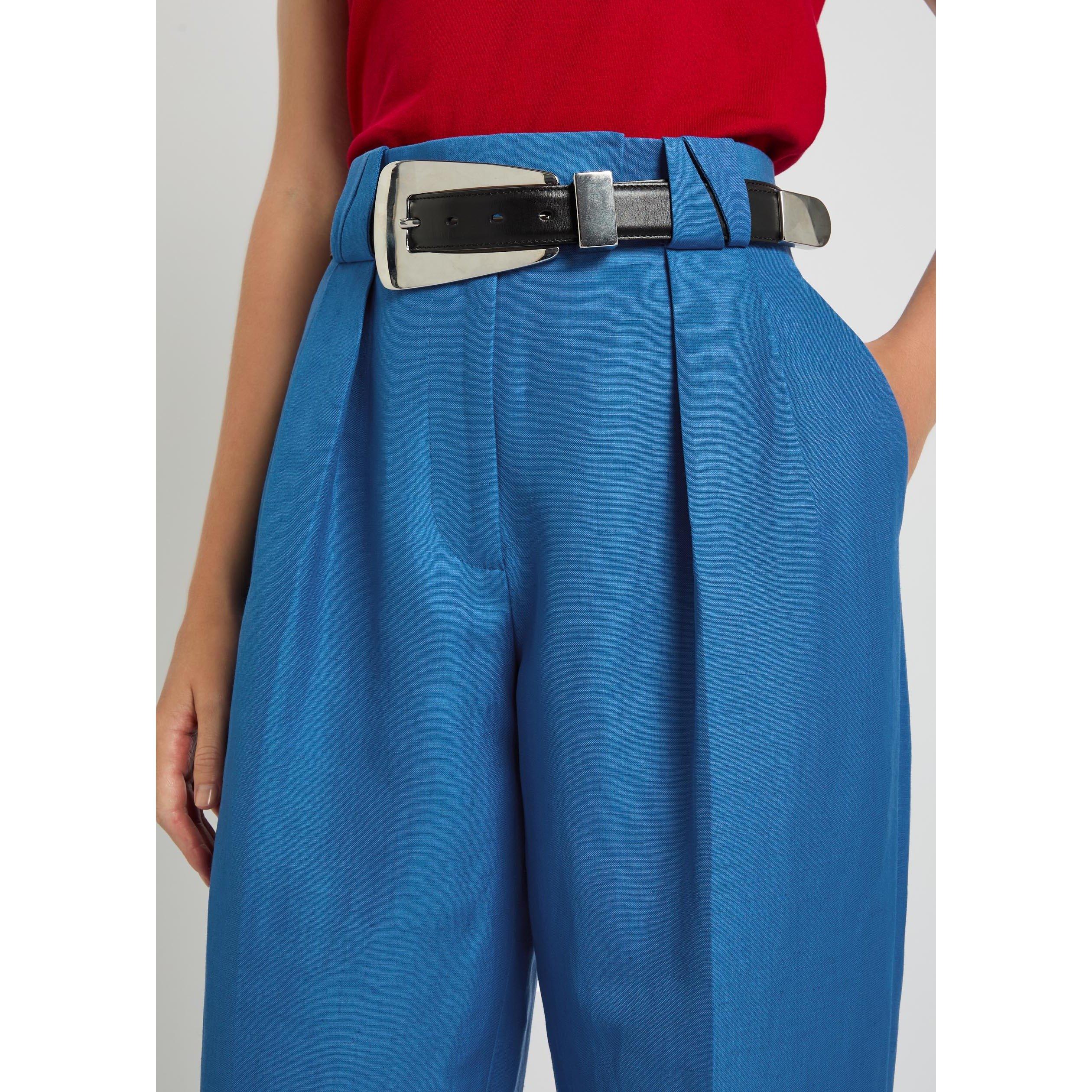 BLUE - Versace - FORMAL PANT WOOL LINEN TAILORI - 4