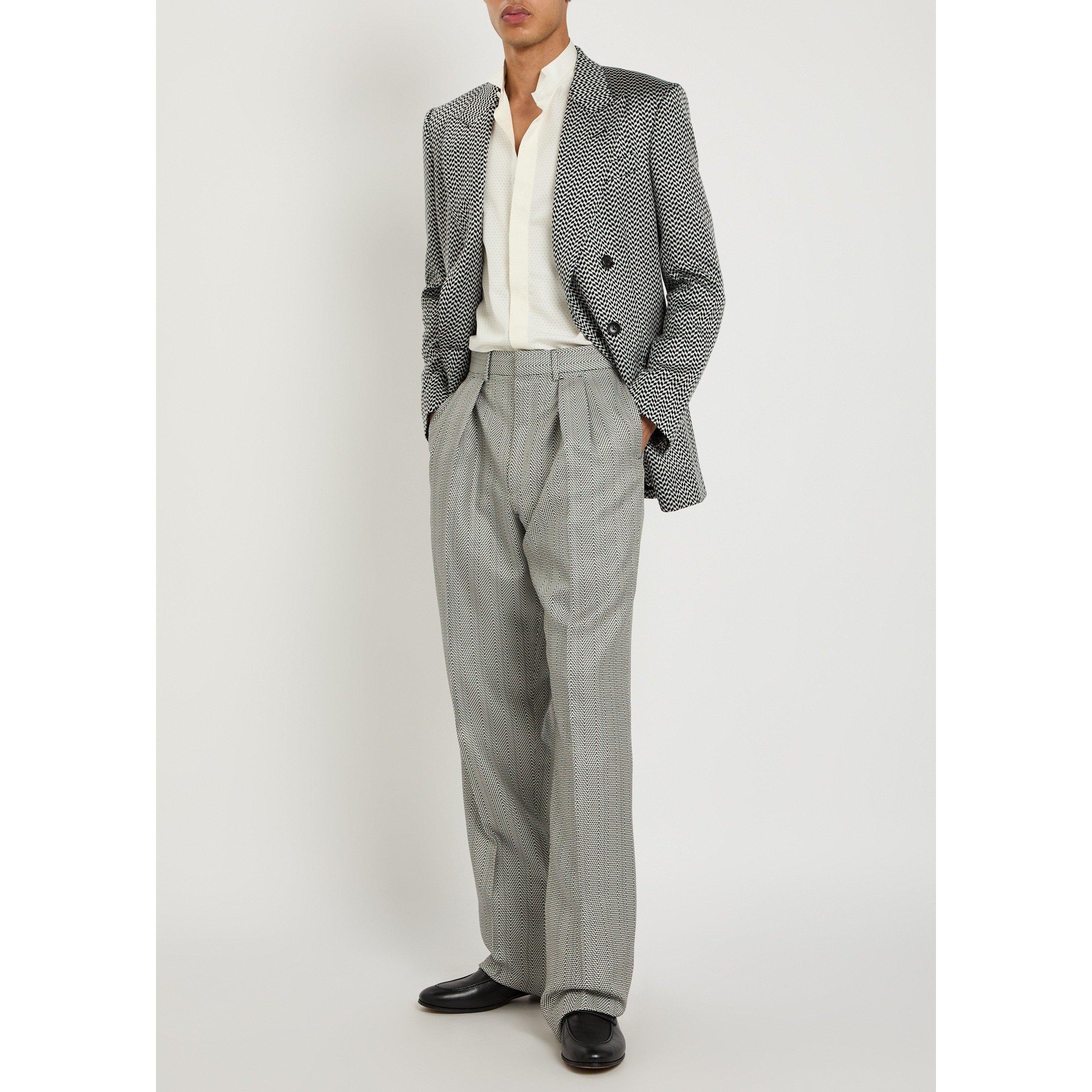 BLACK AND WHITE - Tom Ford - TOM FORD SHARKSKIN HERRINGBONE - 5